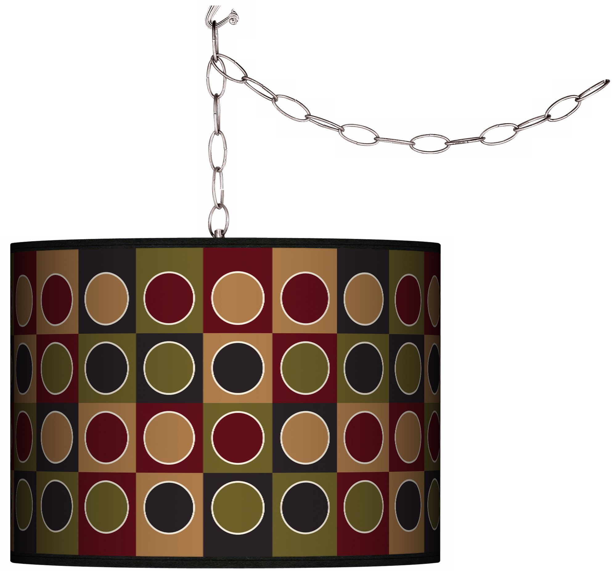 Forest Dotted Squares Swag 13 1/2" Wide Plug-In Chandelier