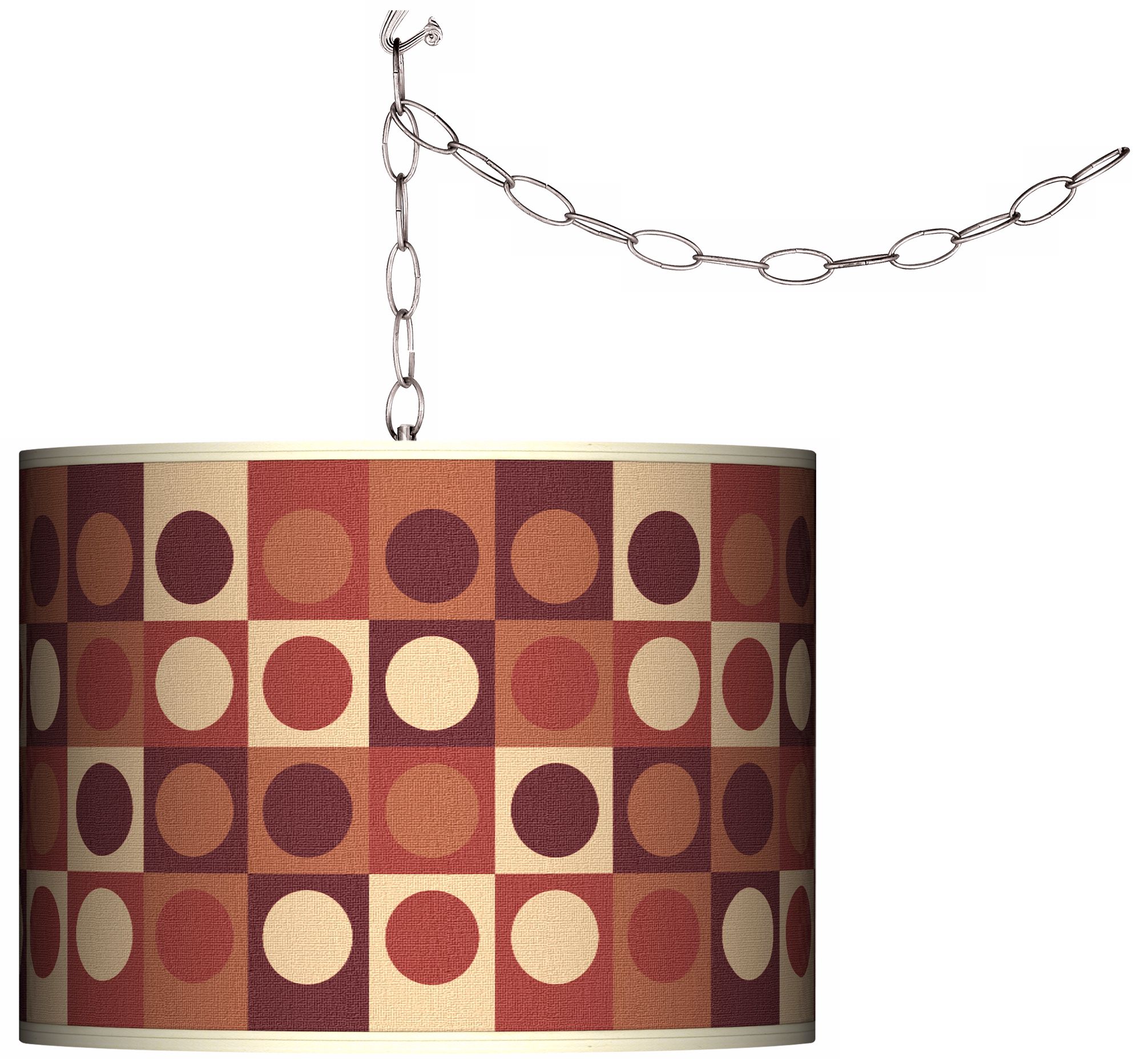 Desert Dotted Squares Swag 13 1/2" Wide Plug-In Chandelier