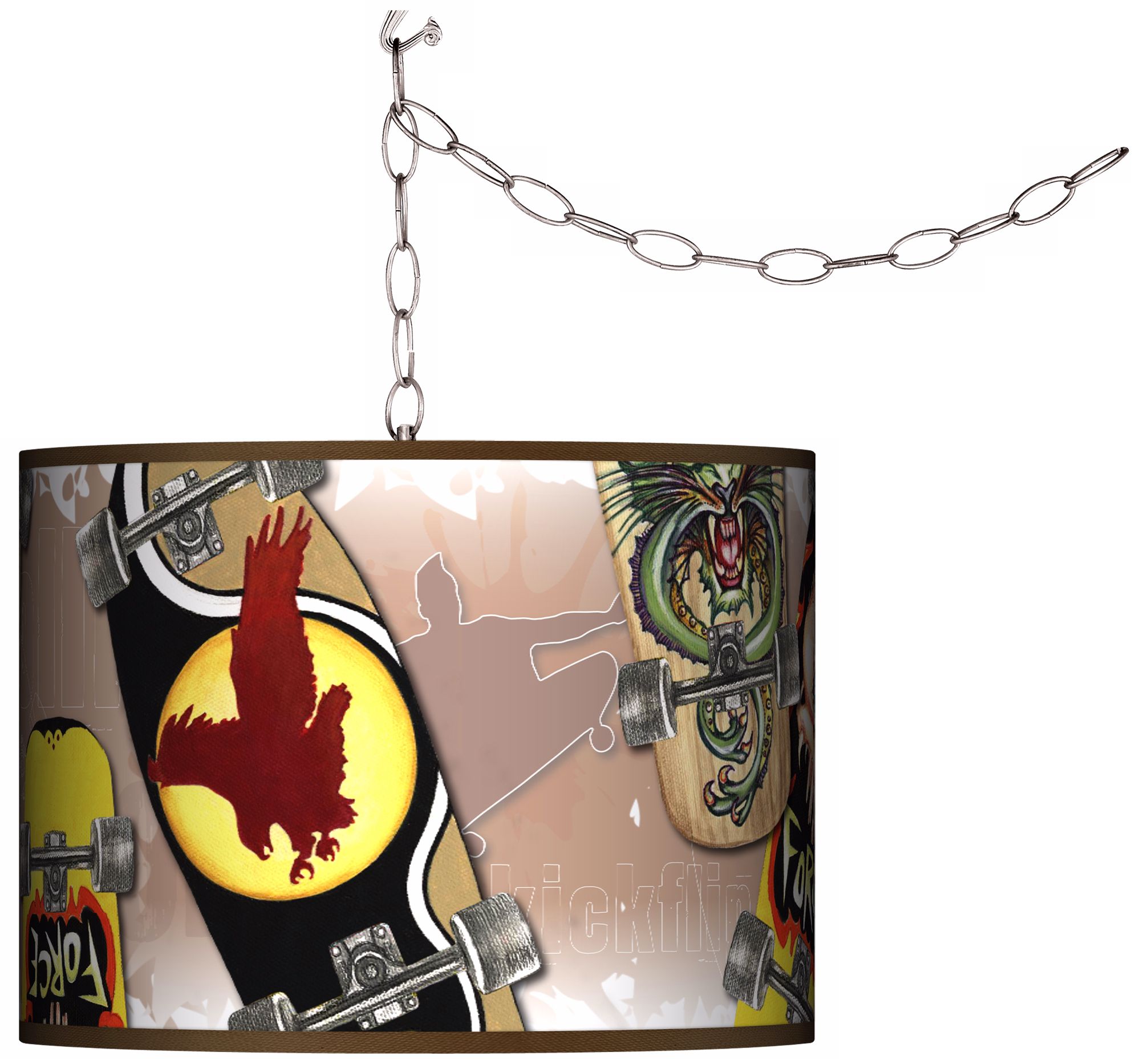 Skateboard Mania Swag 13 1/2" Wide Plug-In Chandelier