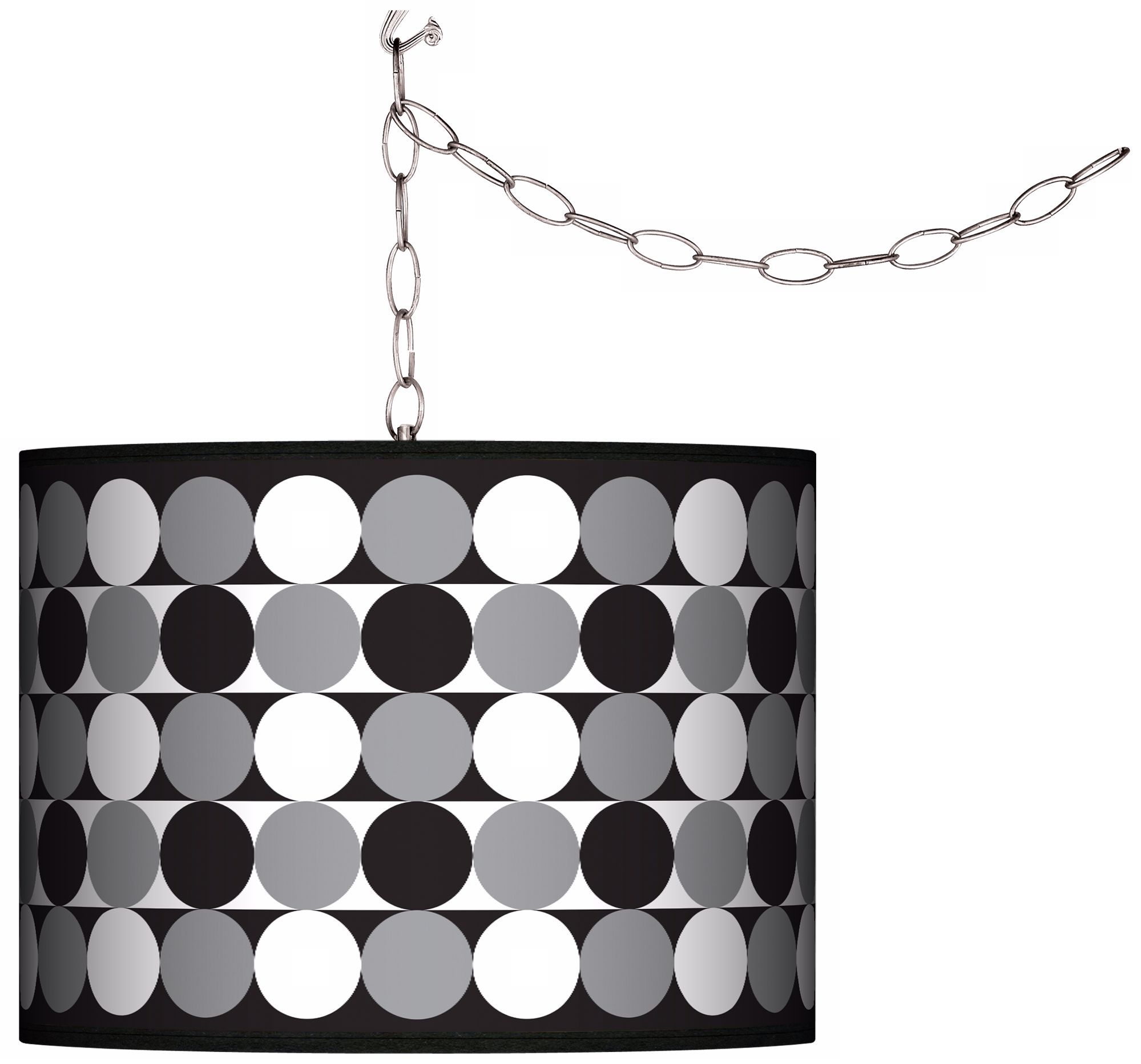 Black Grey Circles Swag 13 1/2" Wide Plug-In Chandelier