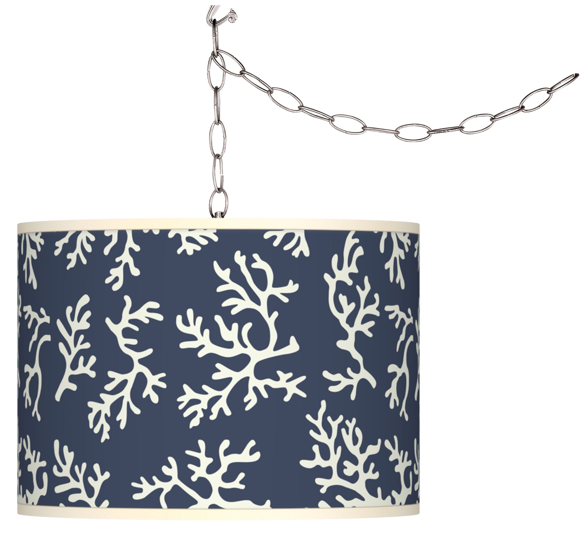 Prussian Coral Swag Style Plug-In Chandelier
