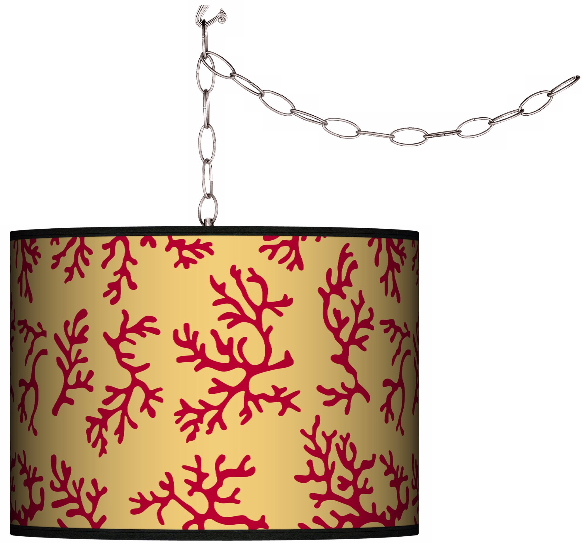 Crimson Coral Swag Style Plug-In Chandelier