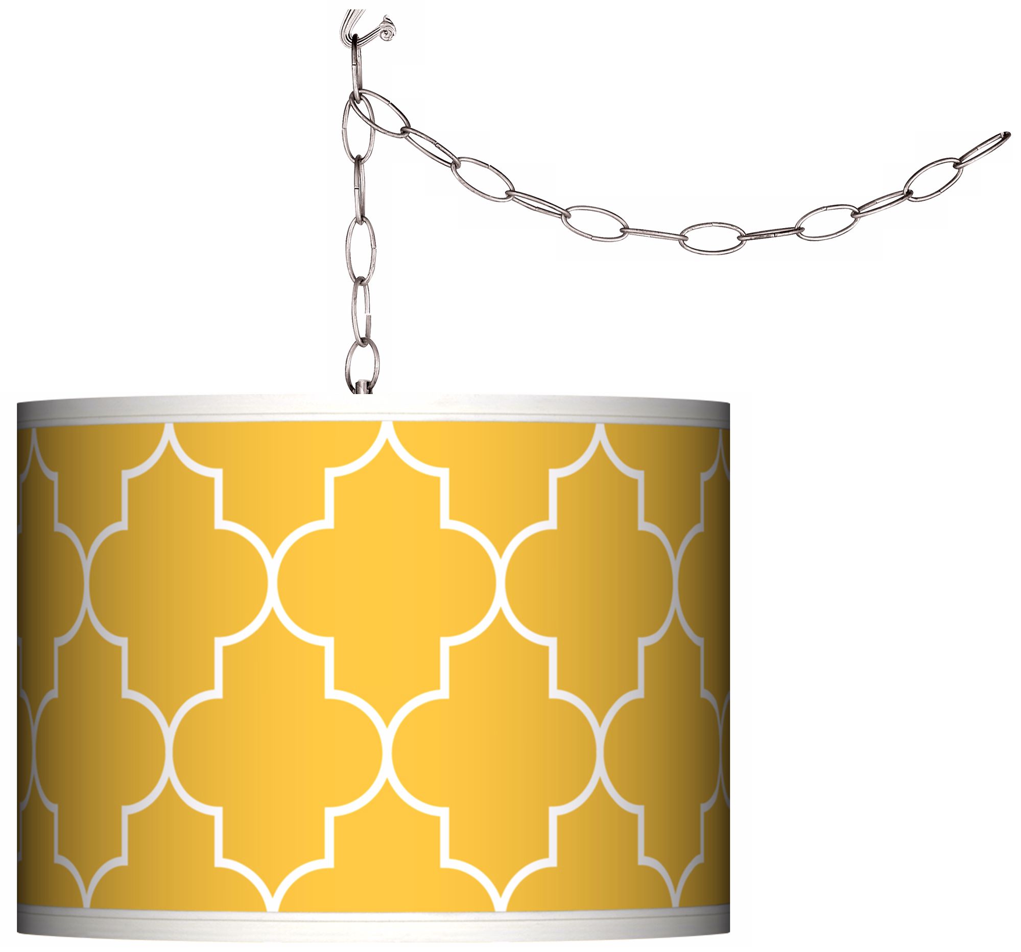Swag Style Tangier Yellow Shade Plug-In Chandelier