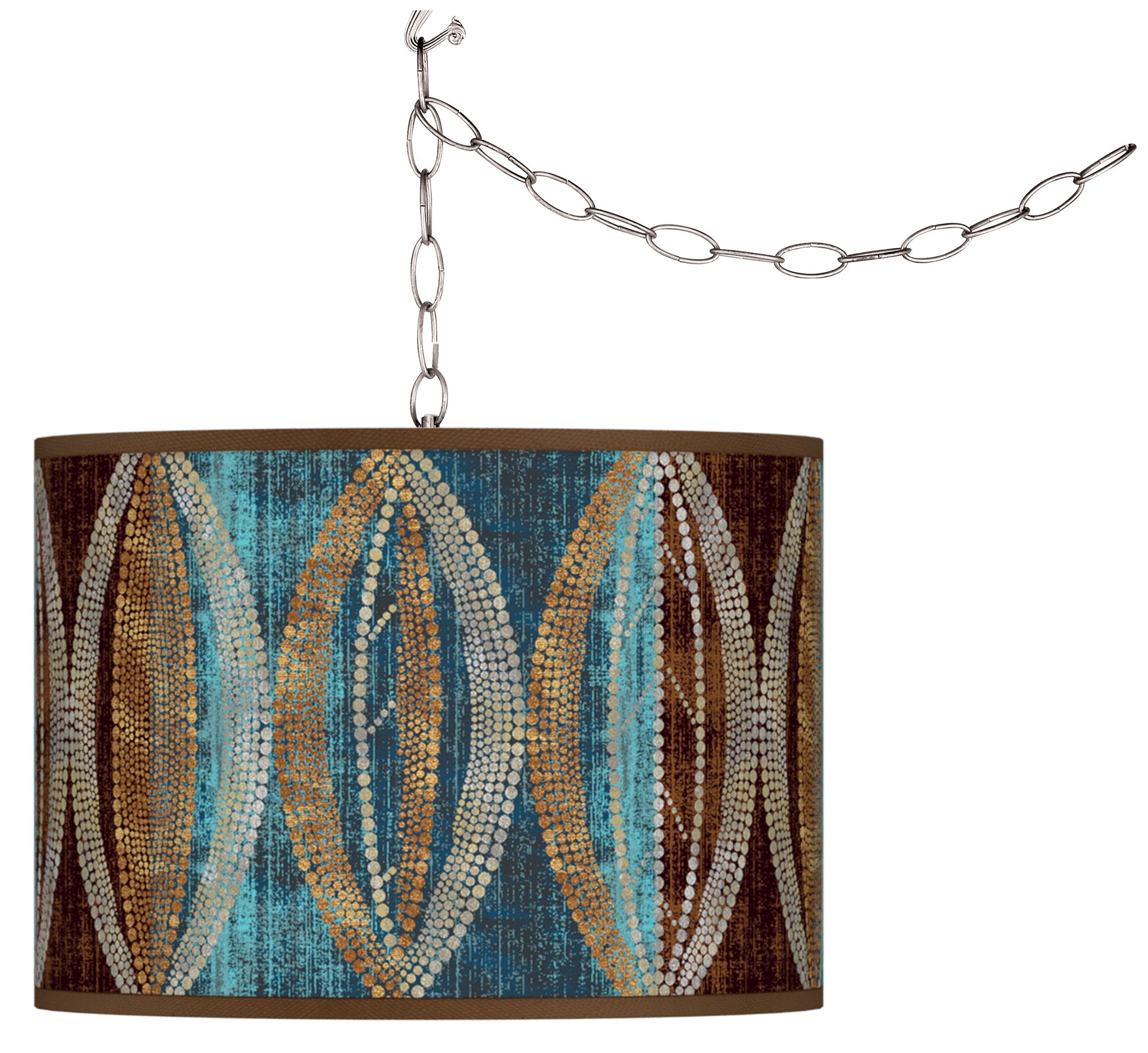 Stacy Garcia Pearl Leaf Peacock Giclee Plug-In Swag Chandelier
