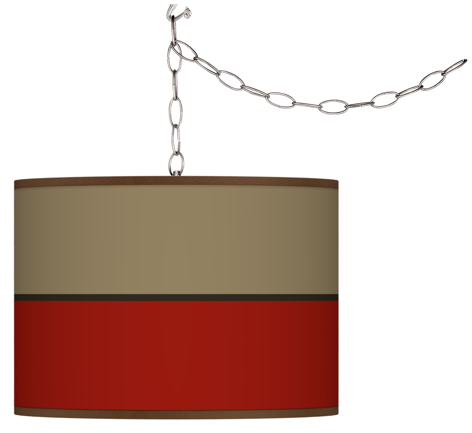Swag Style Empire Red Shade Plug-In Chandelier