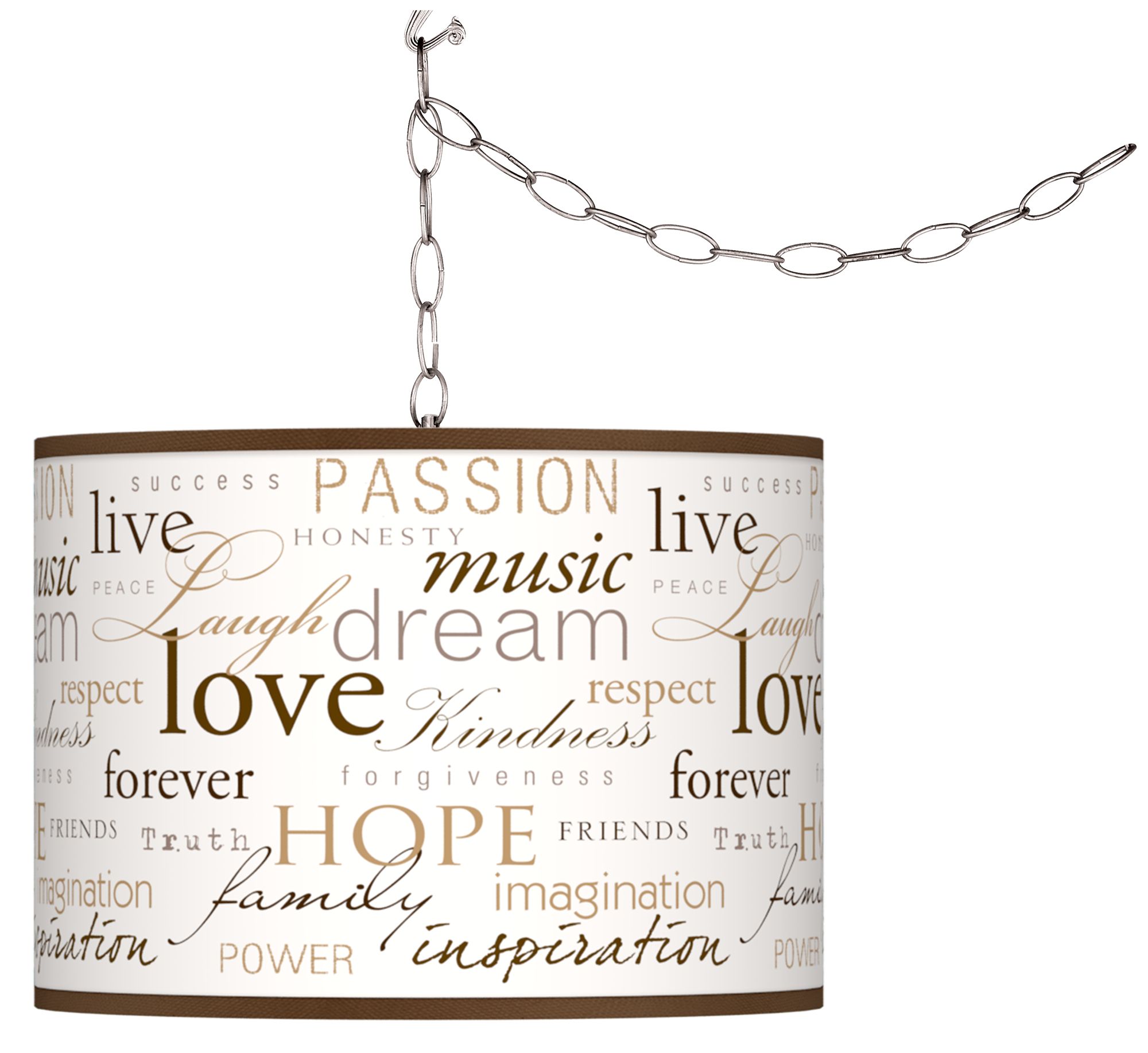 Swag Style Positivity Shade Plug-In Chandelier