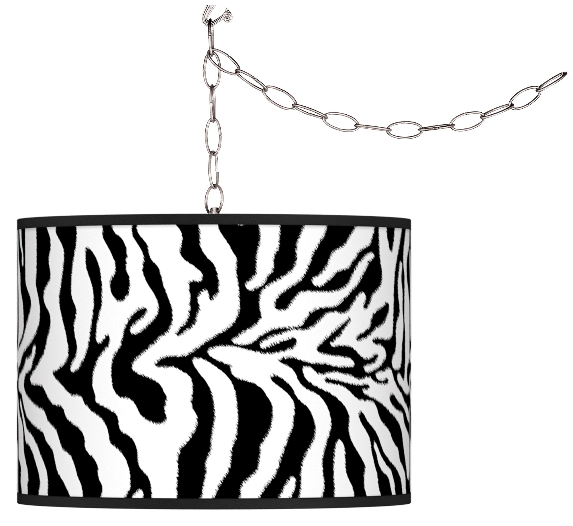 Swag Style Safari Zebra Giclee Shade Plug-In Chandelier
