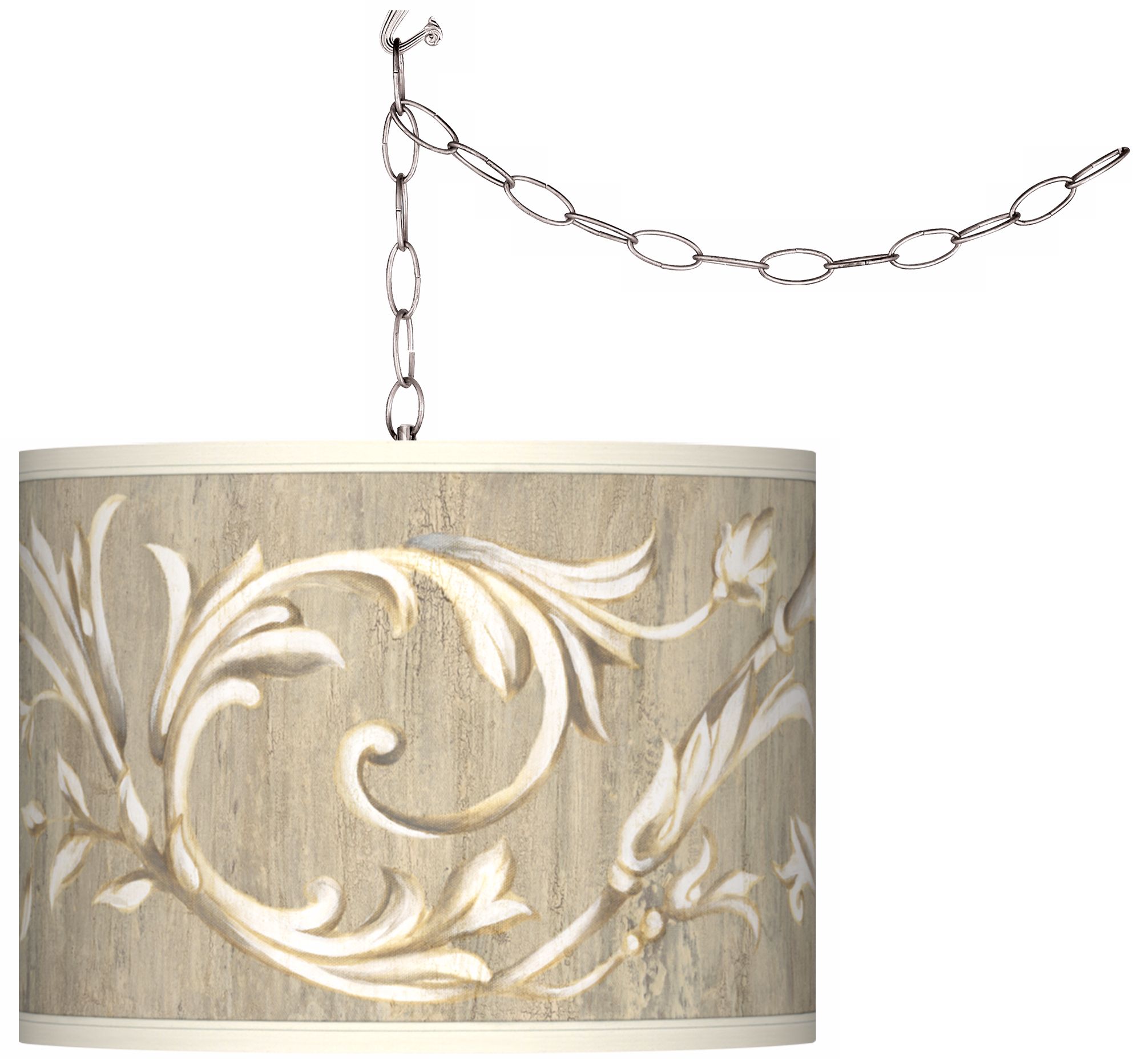 Swag Style Laurel Court Giclee Shade Plug-In Chandelier