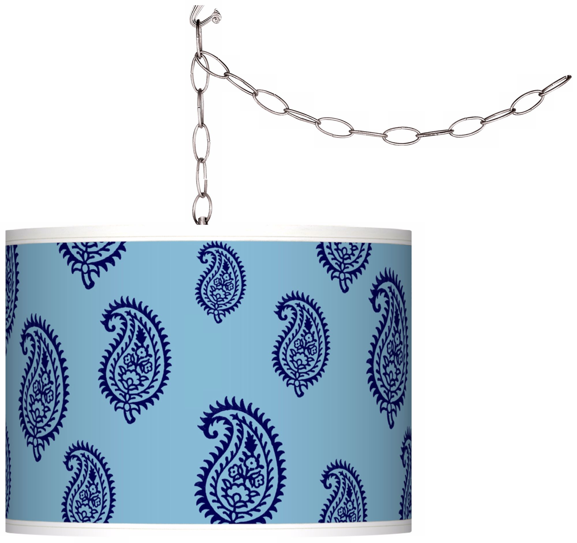Paisley Rain Giclee Brushed Silver Plug-In Swag Pendant