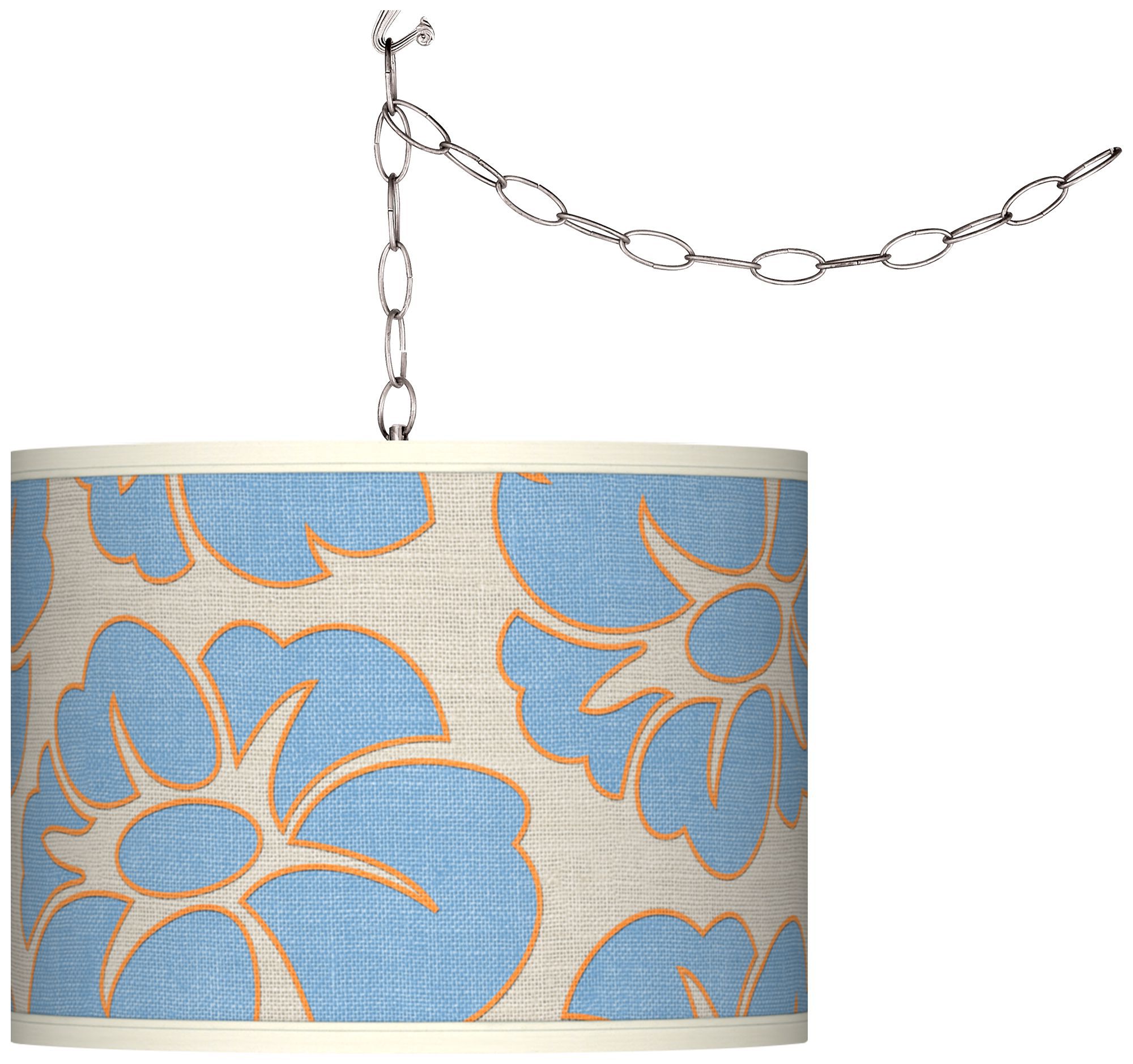 Floral Blue Silhouette Plug-In Swag Chandelier