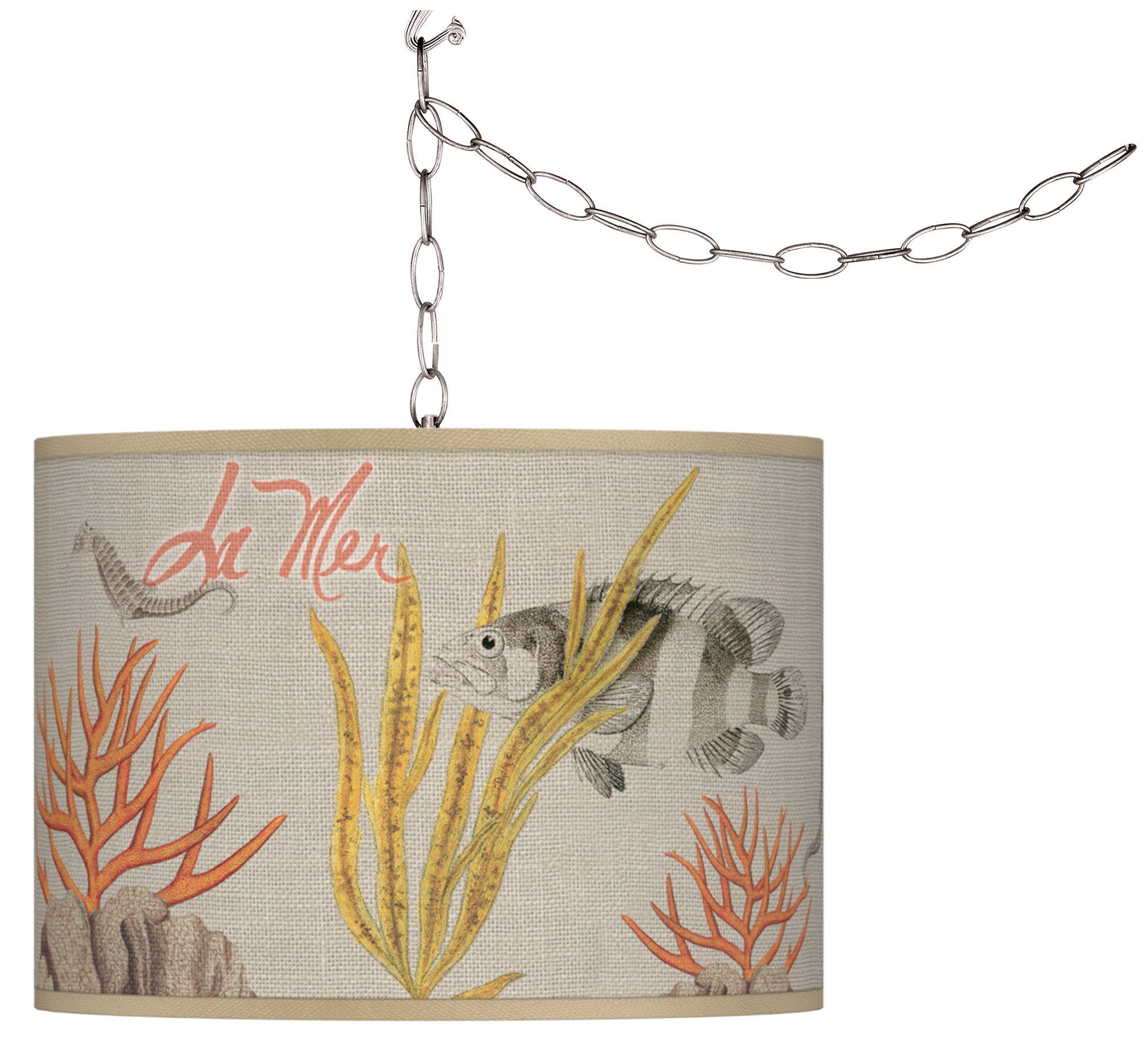 Swag Style La Mer Coral Shade Plug-In Chandelier