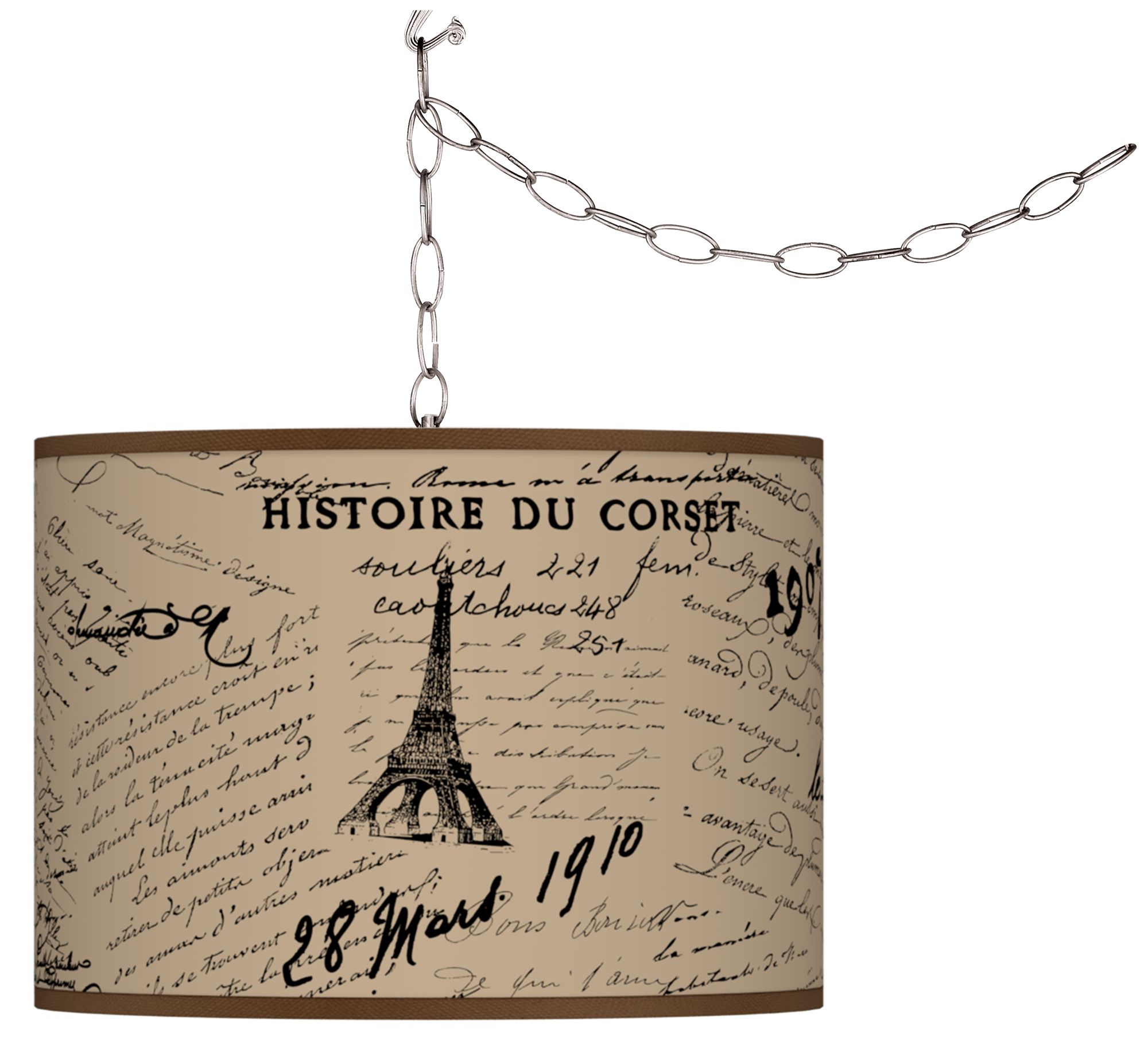 Letters to Paris Giclee Plug-In Swag Chandelier