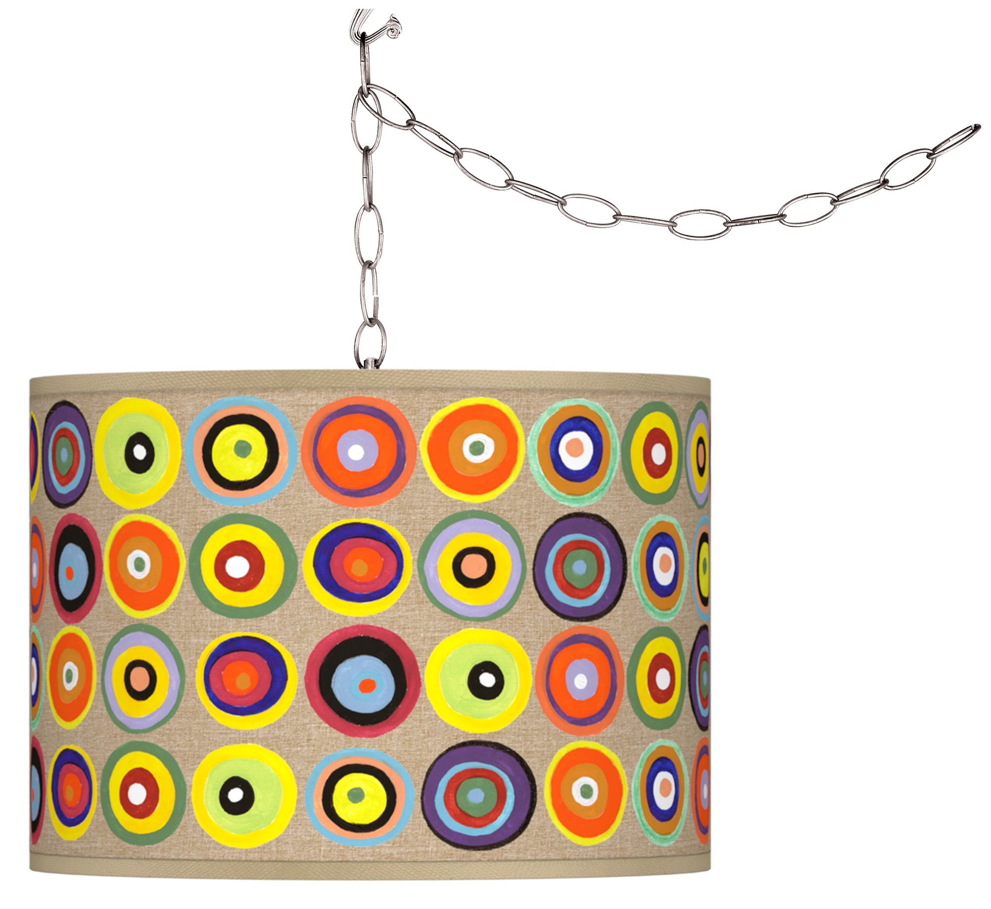 Marbles in the Park Giclee Shade Brushed Steel Swag Pendant