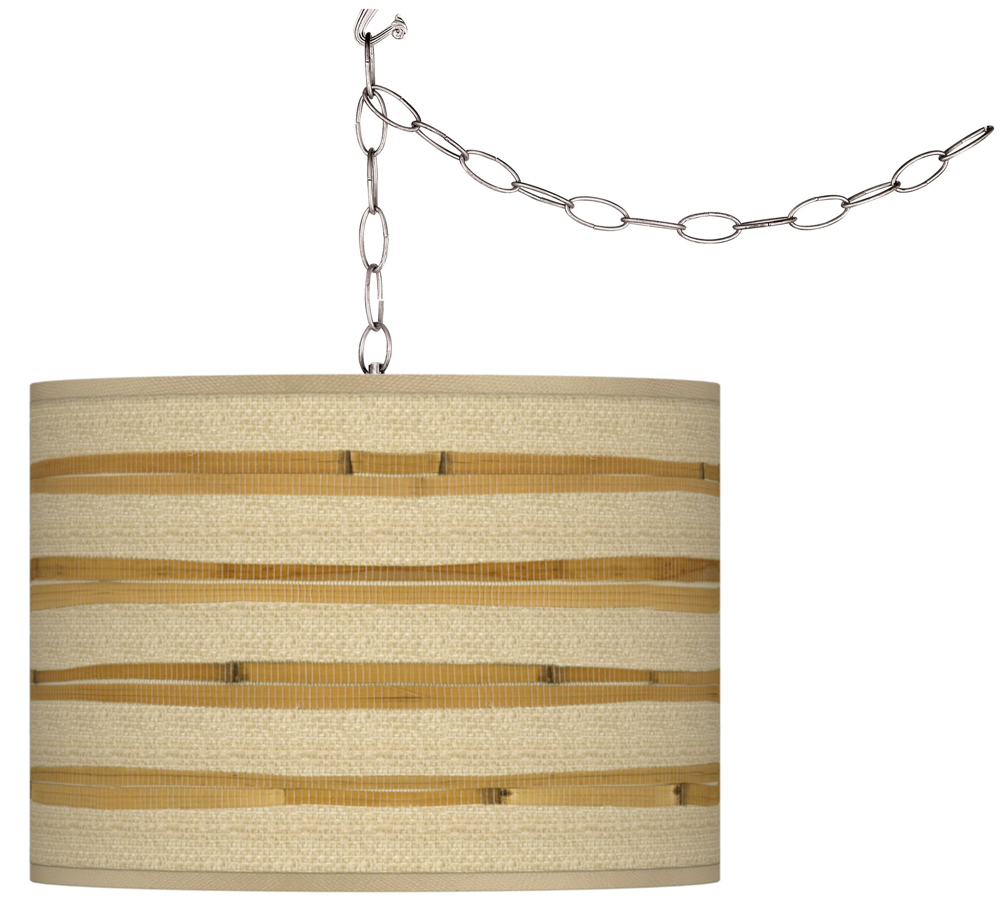 Bamboo Wrap 13 1/2" Wide Plug-In Swag Pendant