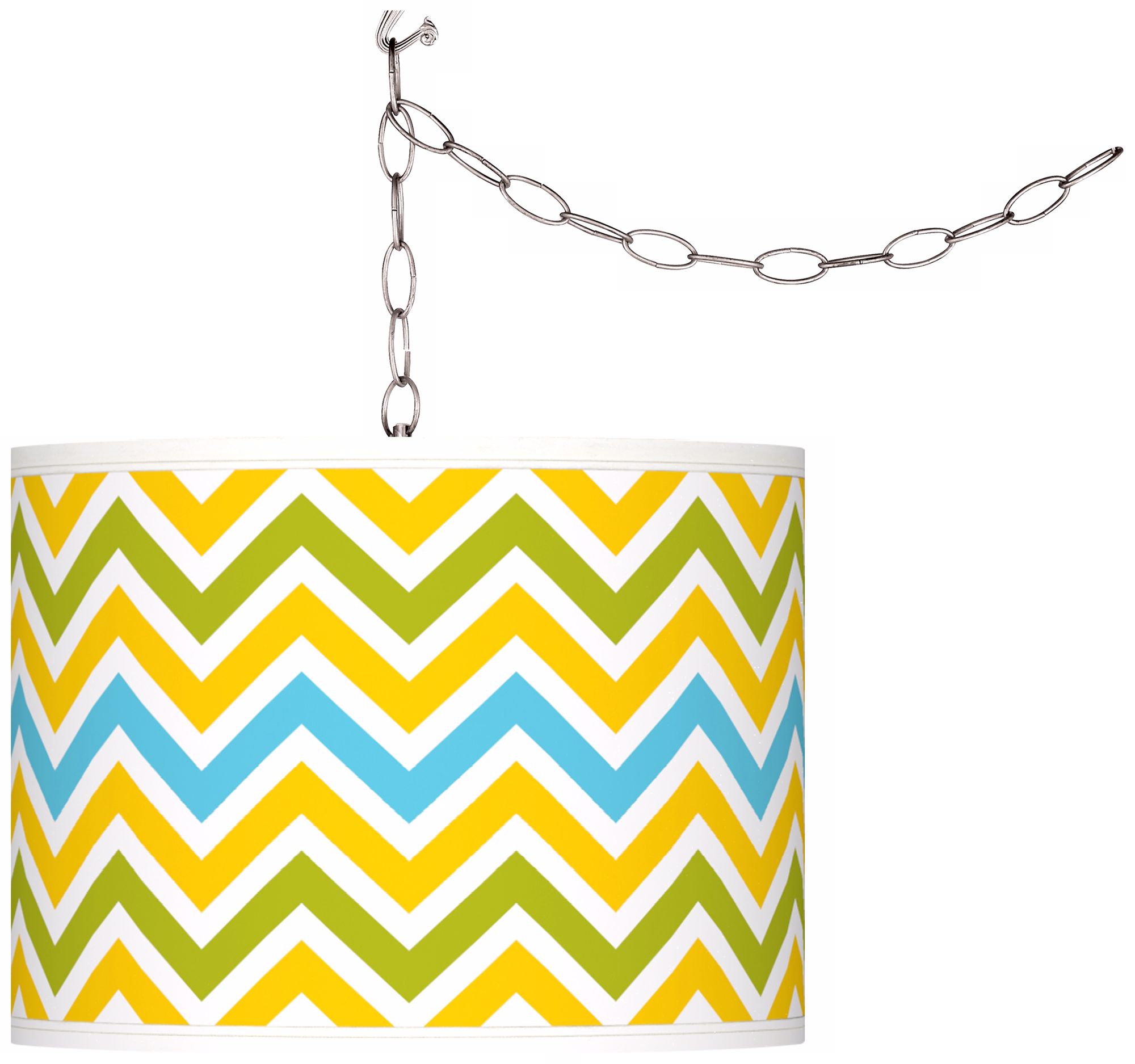 Swag Style Citrus Zig Zag Giclee Plug-In Chandelier