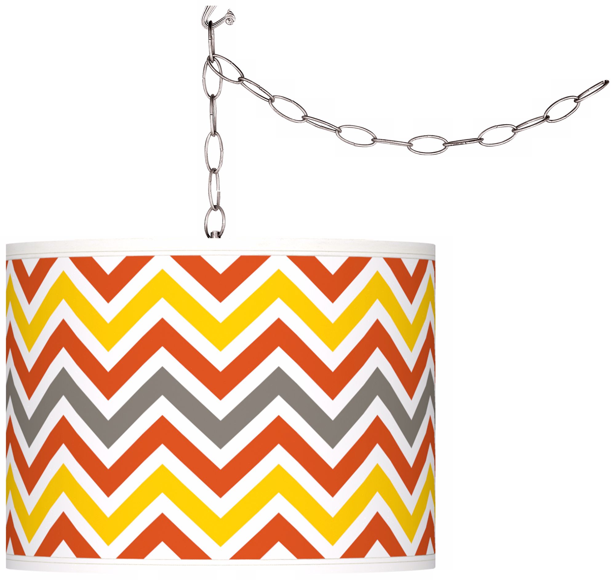 Swag Style Flame Zig Zag Giclee Plug-In Chandelier