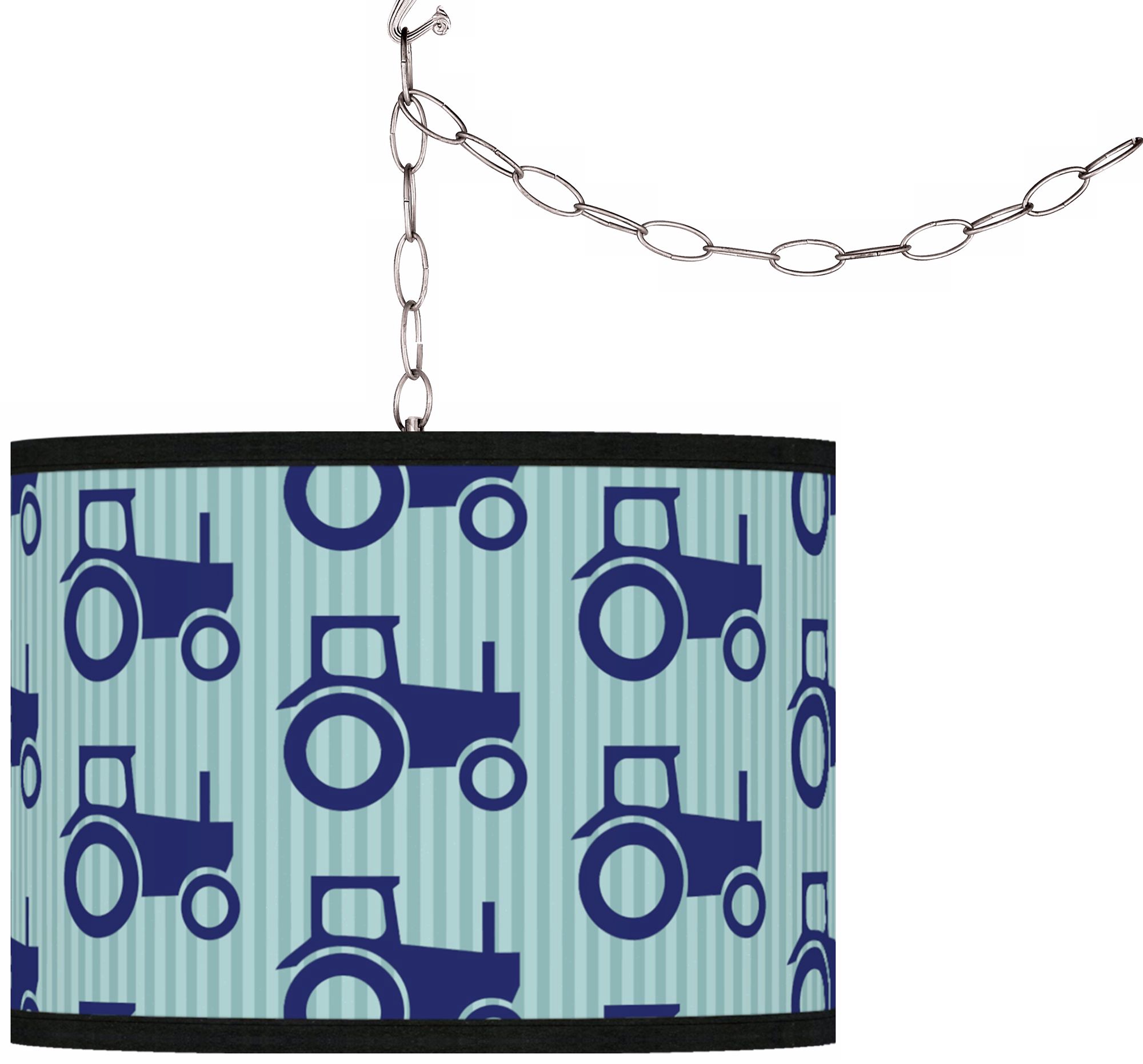 Kathy Ireland Blue Tractor Time Swag Plug-In Chandelier