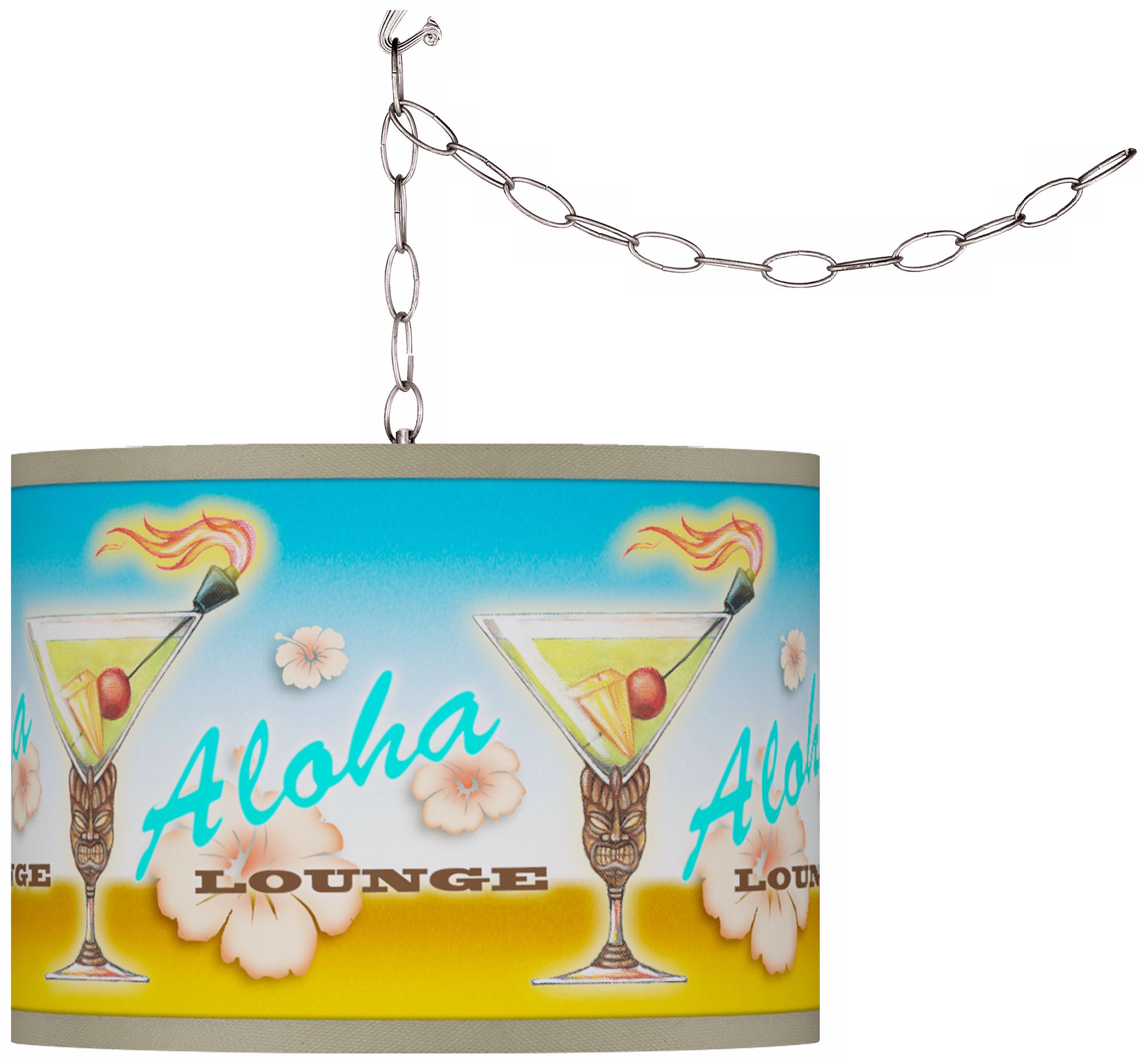 Swag Style Aloha Lounge Giclee Plug-In Chandelier