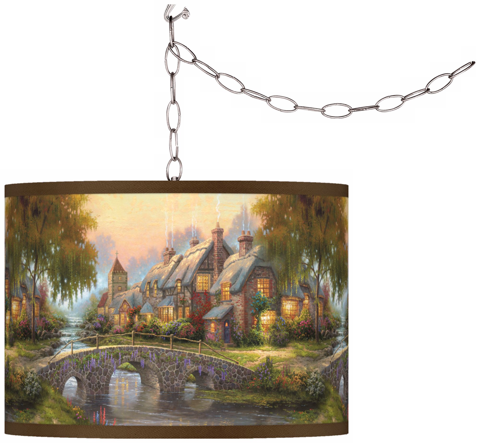 Thomas Kinkade Cobblestone Bridge Swag Chandelier