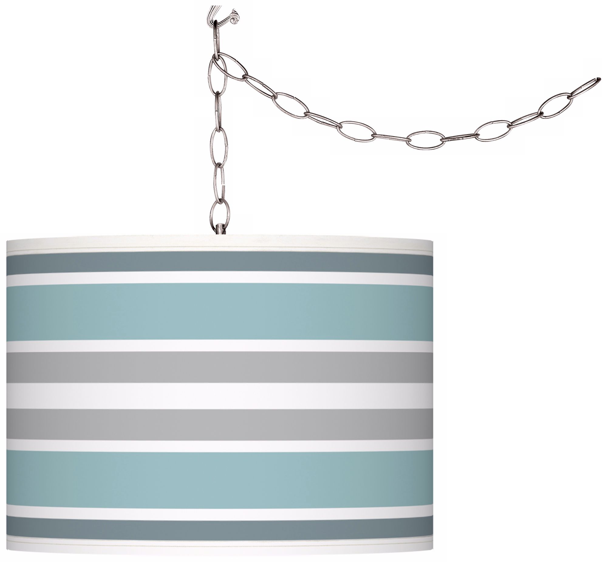 Swag Style Multi Color Stripes Shade Plug-In Chandelier