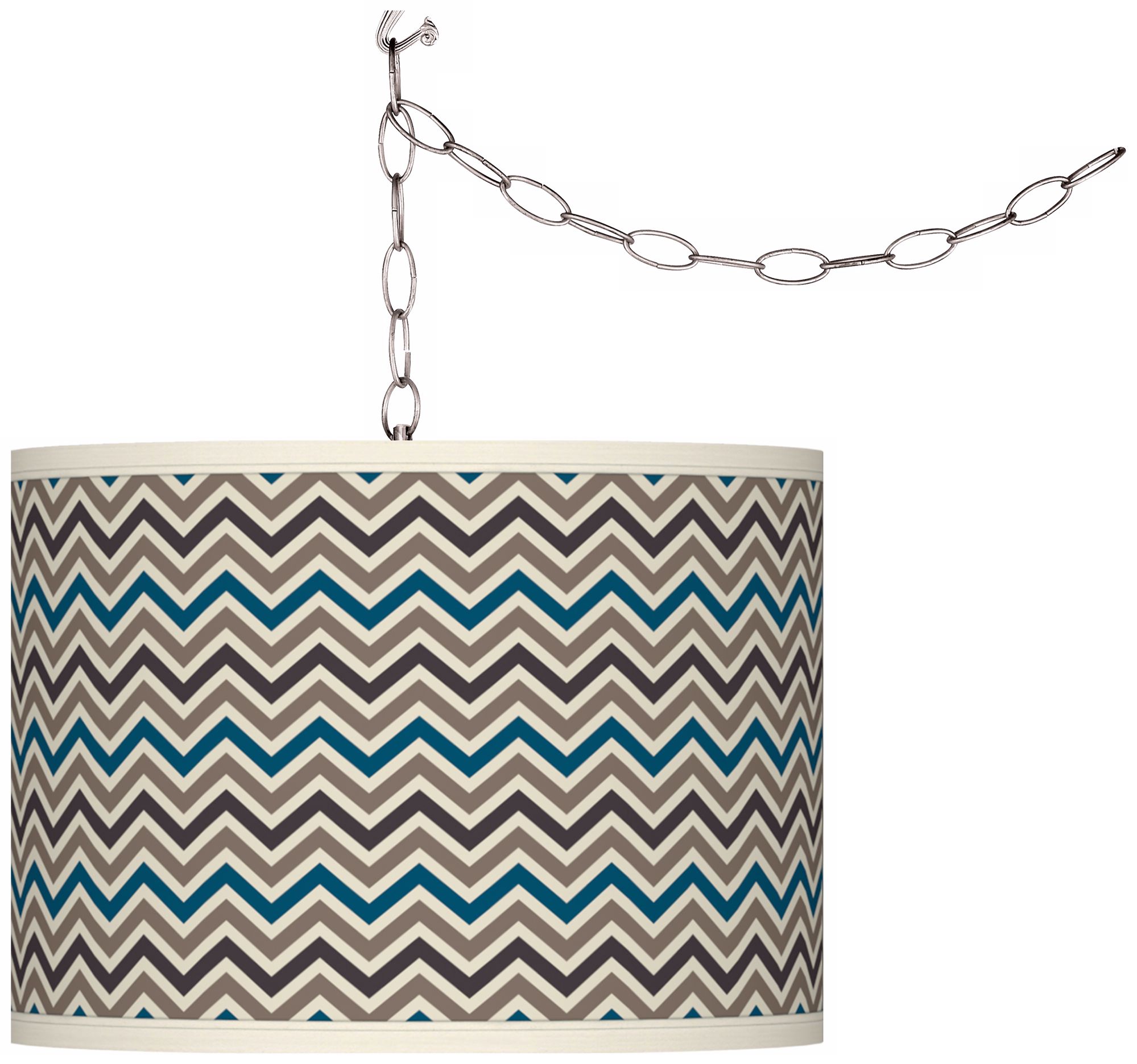 Swag Style Zig Zag Shade Plug-In Chandelier