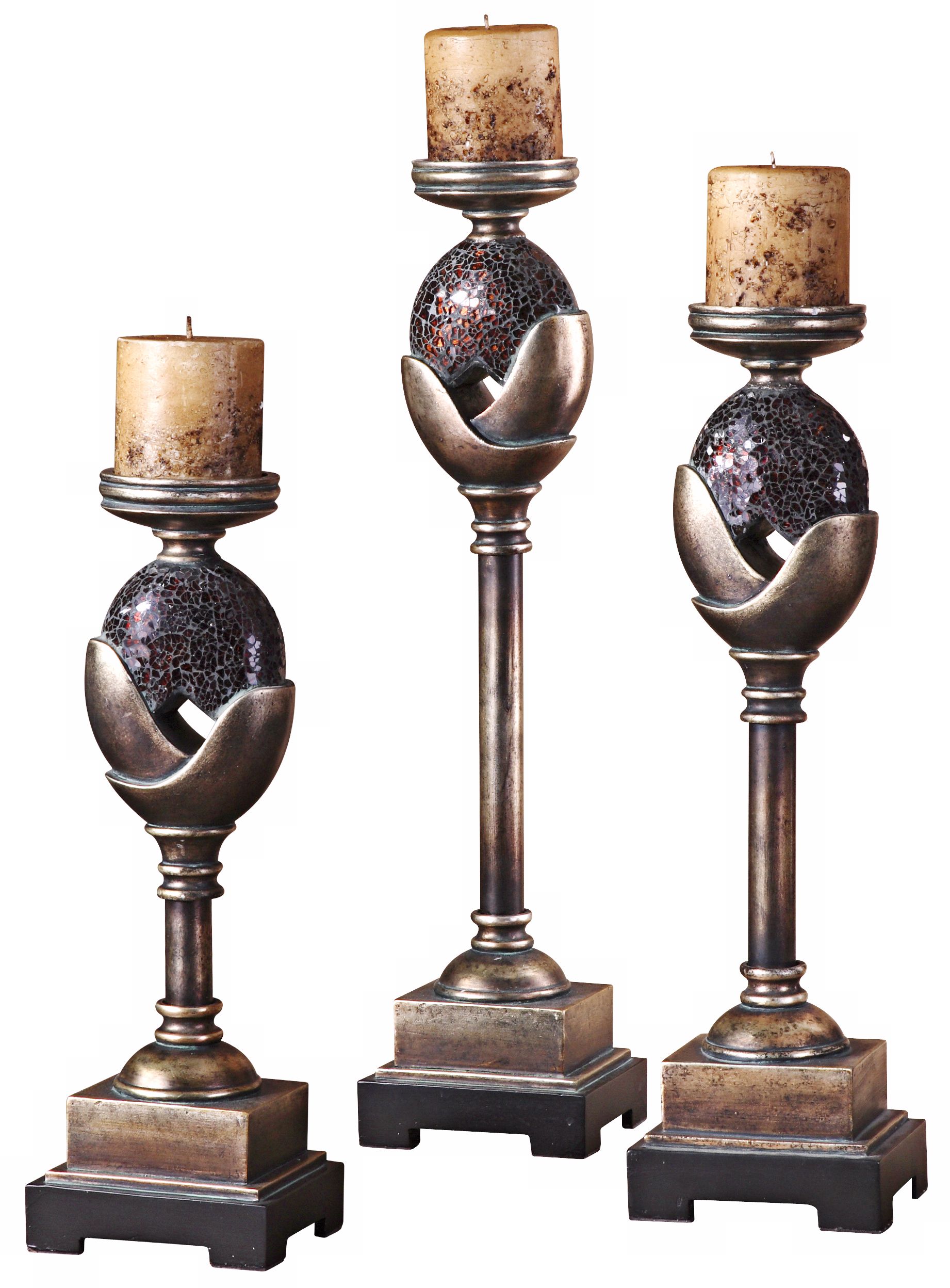 Set of 3 Atara Pillar Candle Holders