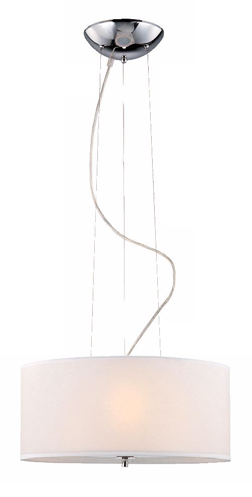 Lite Source Olwen 3-Light White Fabric Round Pendant Fixture