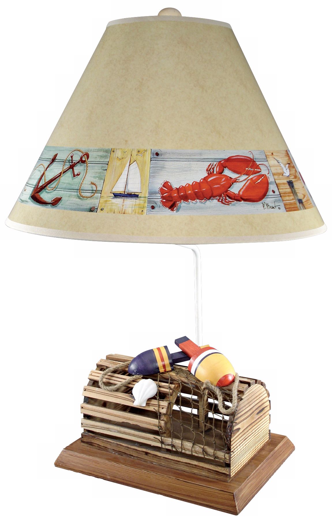 Lobster Trap Nautical Table Lamp with Paul Brent Shade