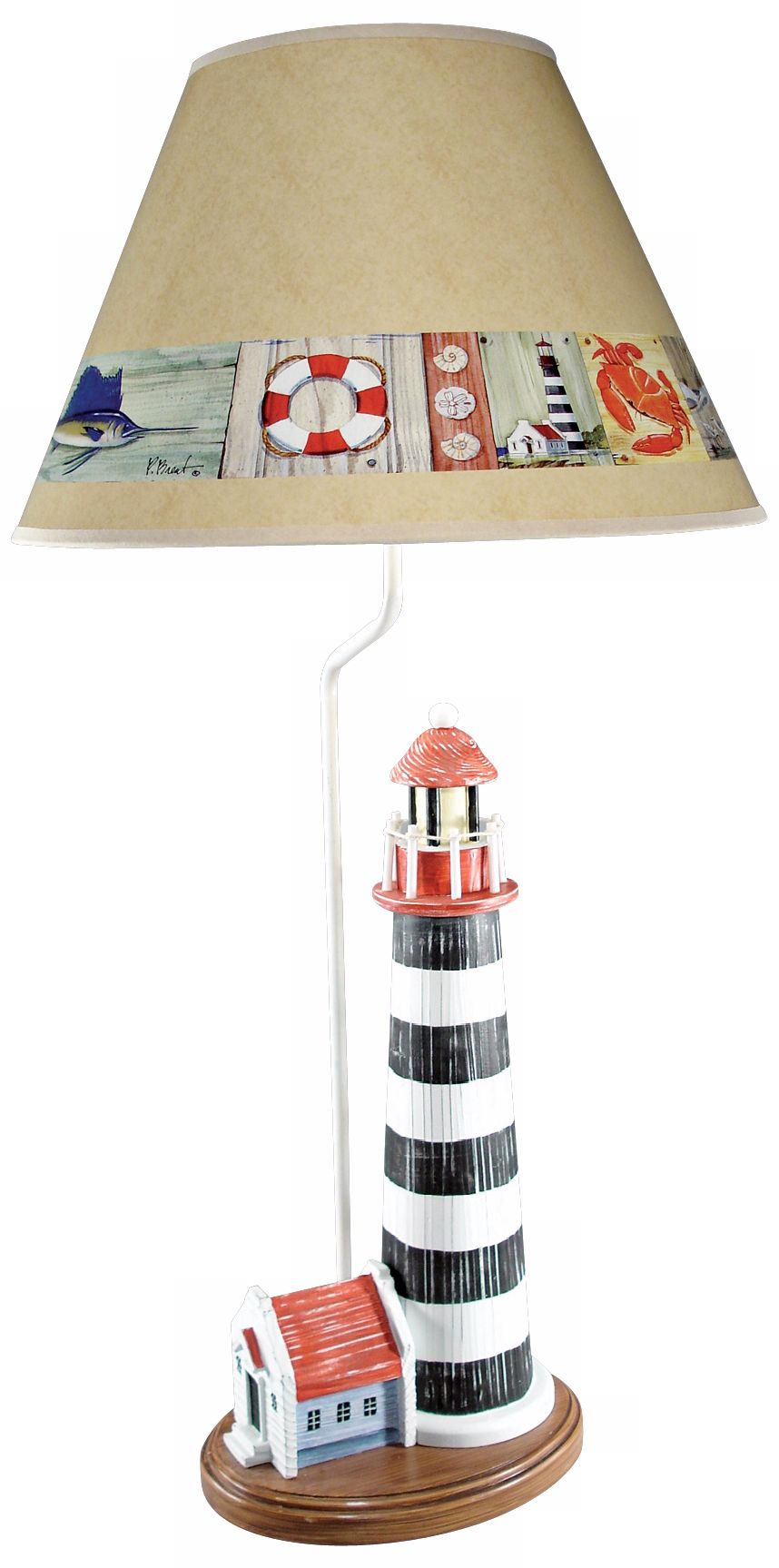 Nantucket Lighthouse Nautical Lamp with Paul Brent Shade