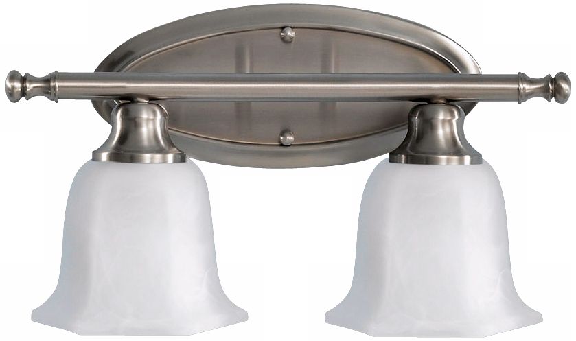 Garrett Two Light Brushed Steel Bathroom Light Fixture
