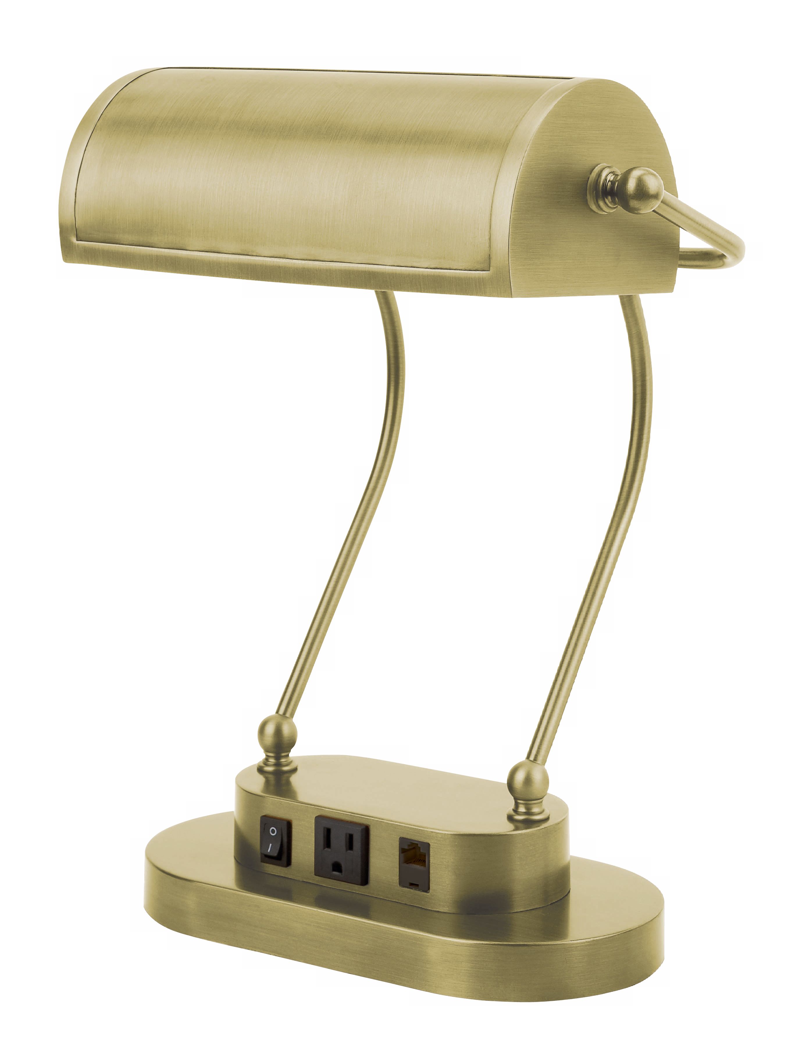 Verilux Princeton™ Antique Brass Finish Data-Port Desk Lamp