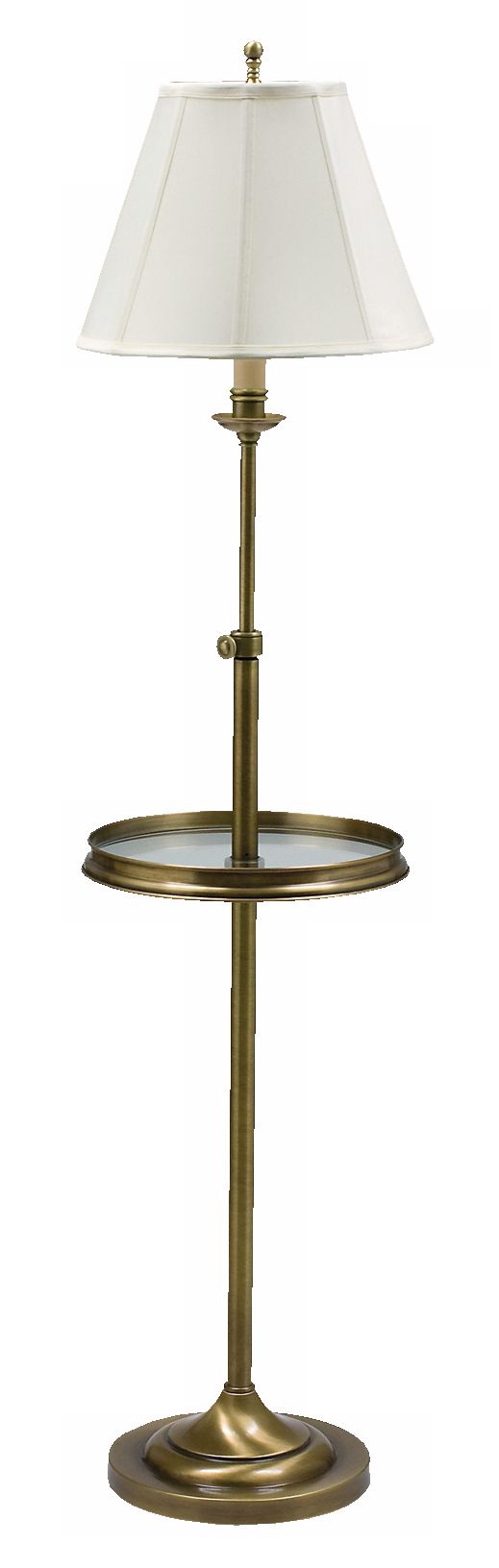 House of Troy Club Glass Tray Table Floor Lamp Antique Brass
