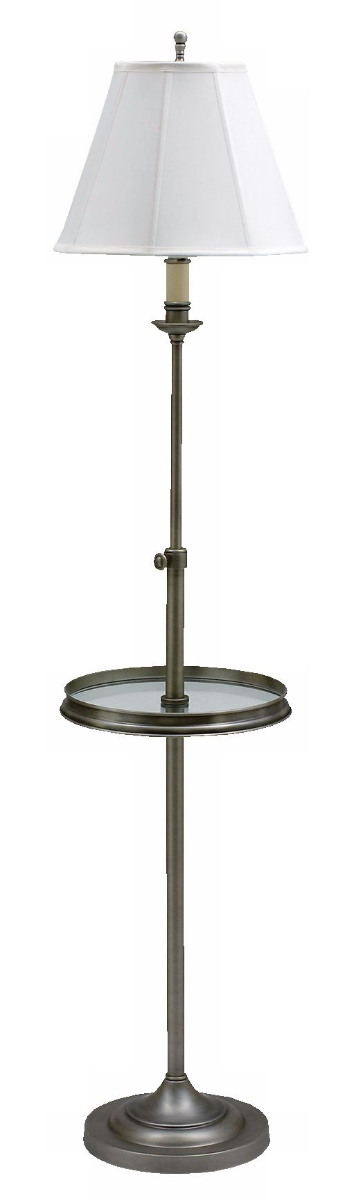 House of Troy Club GlassTray Floor Lamp in Antique Silver