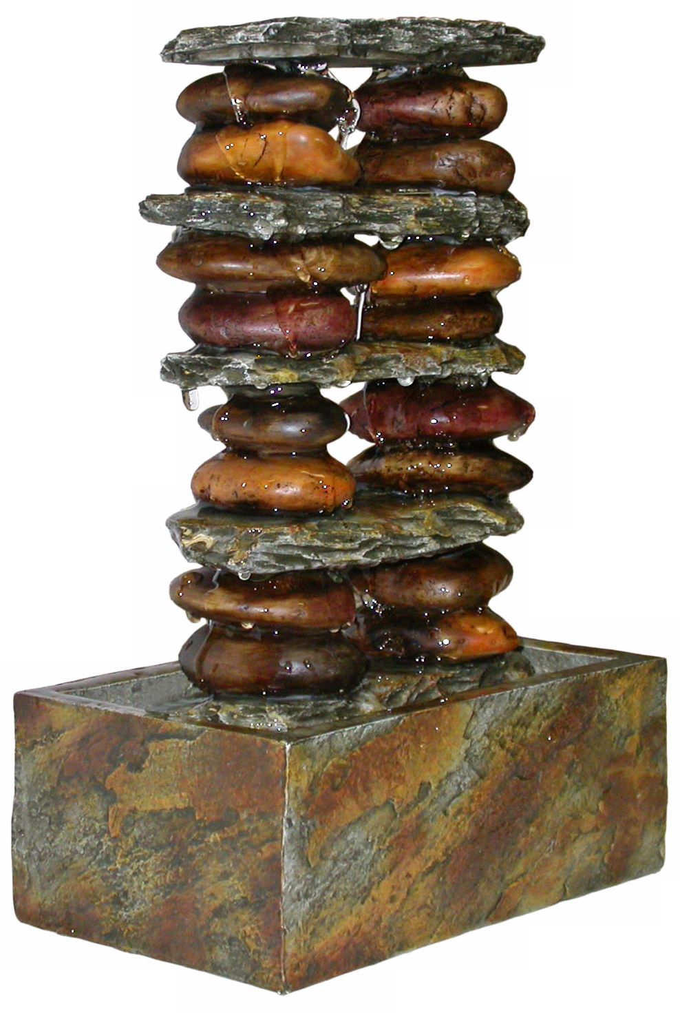 Slate and Stone Tower Tabletop Fountain