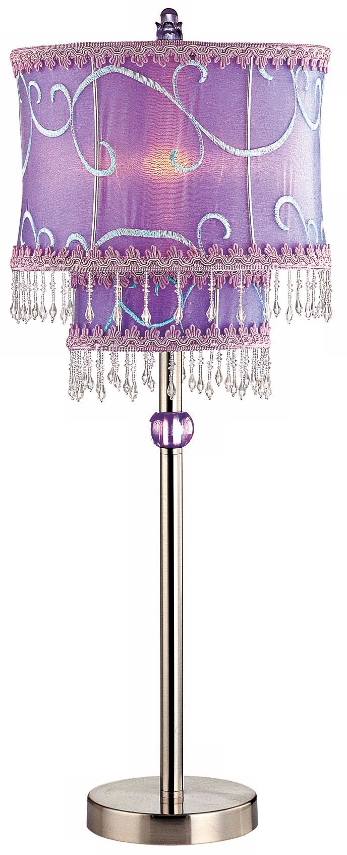 Lite Source Twin Tier Beaded Purple Lavender Table Lamp