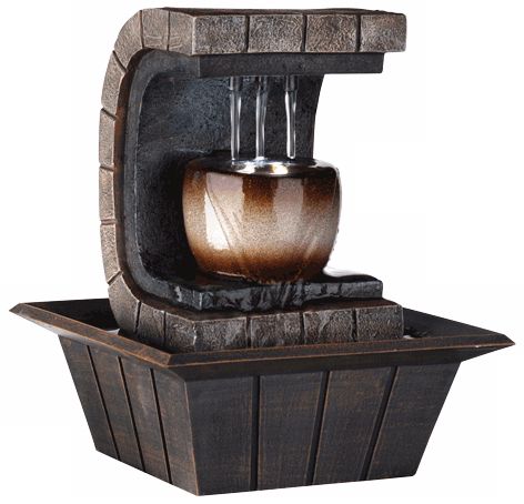 Hand Painted Modern Illuminated Fountain