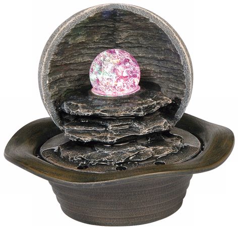 Faux Stone Crystal Ball Light Indoor Fountain