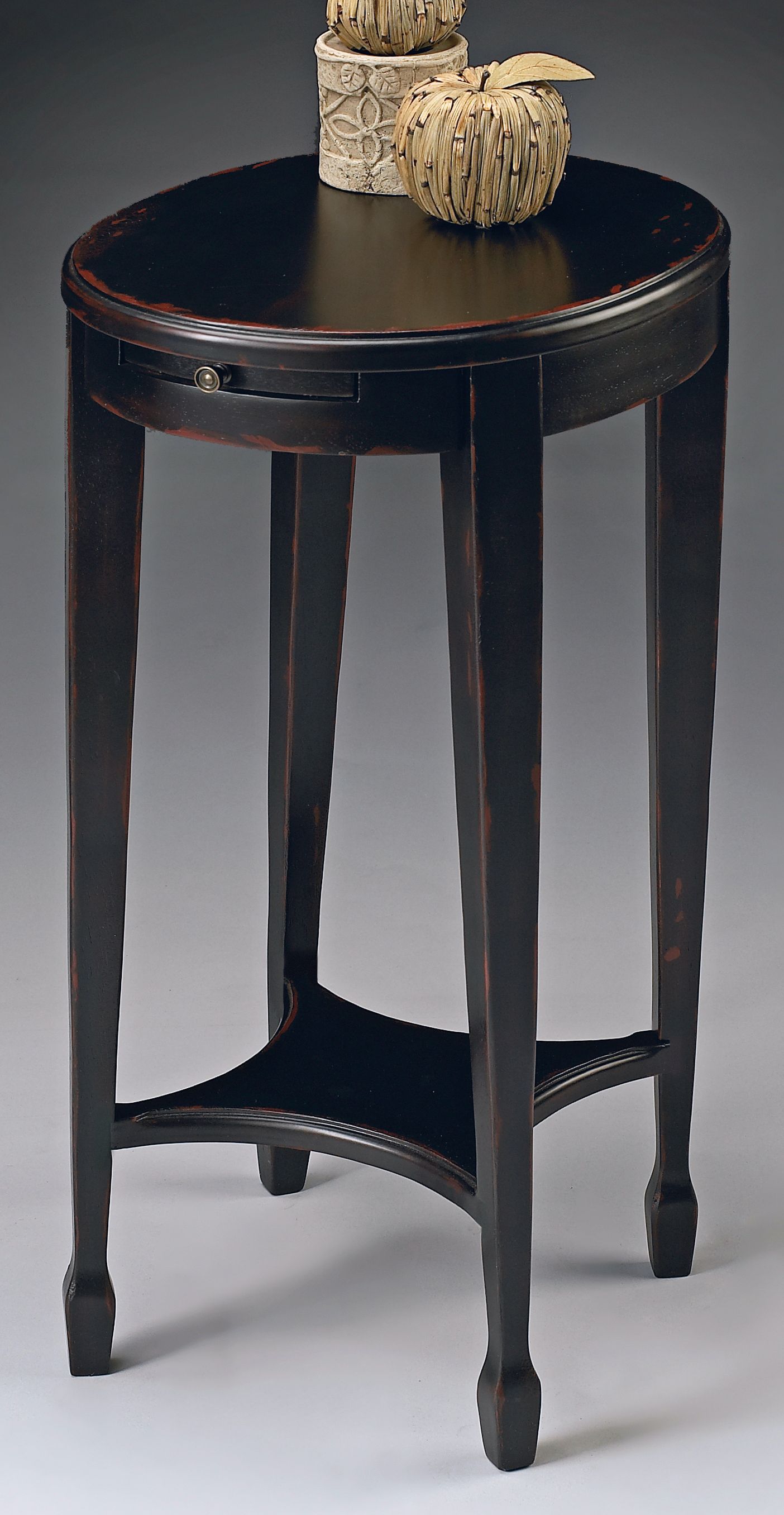 Plum Black Round Accent Table