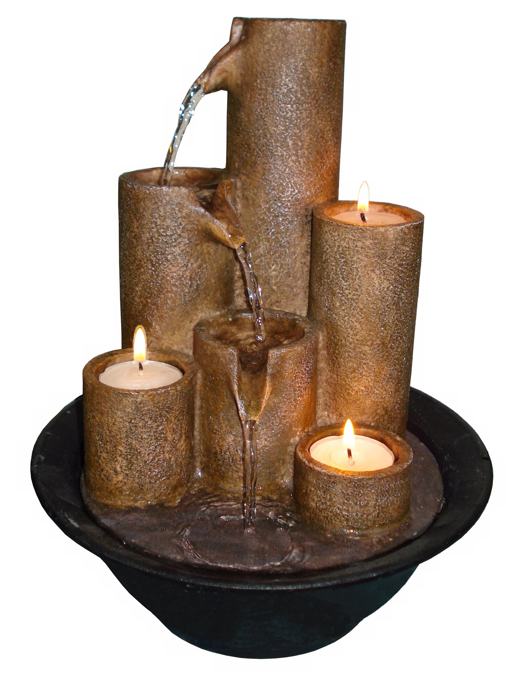 Three Candles Tabletop Fountain
