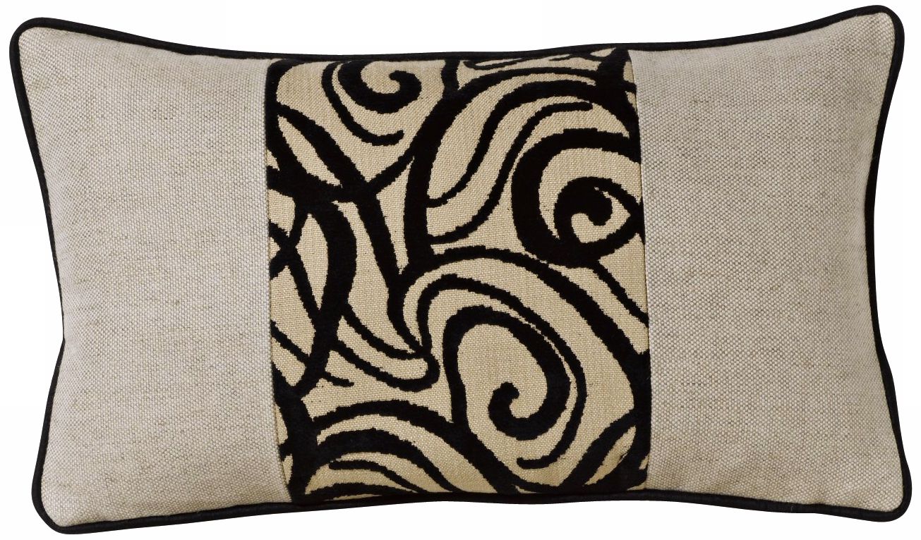 Black Babylon Swirl Patchwork Rectangular Pillow