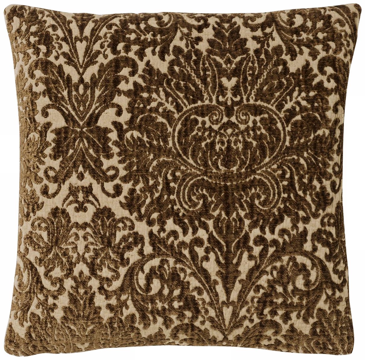 Chocolate Vintage Damask 22" Square Pillow