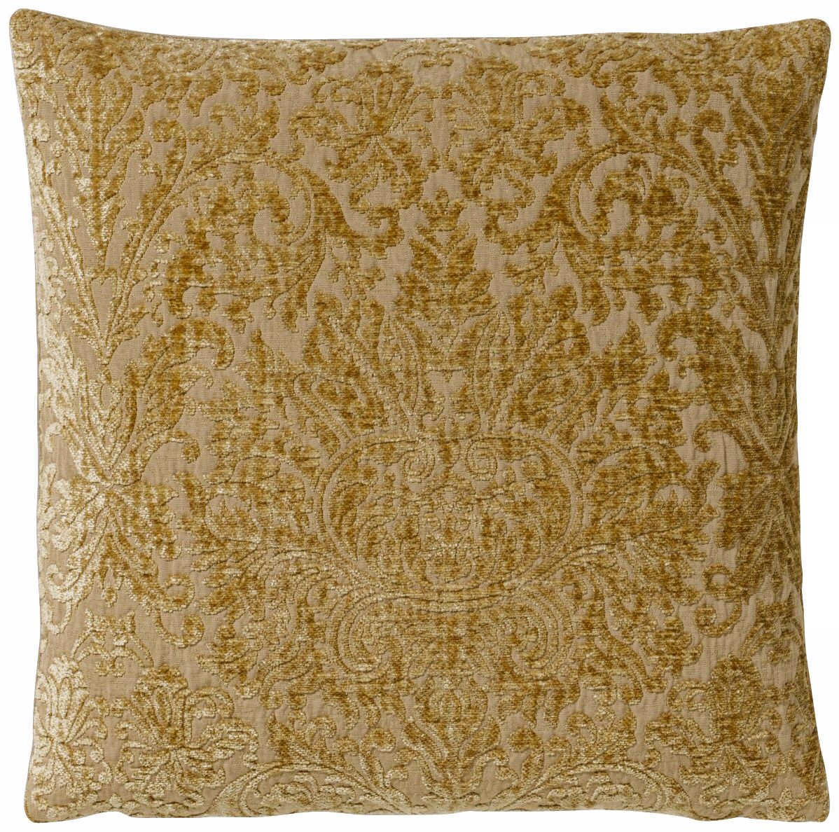 Golden Vintage Damask 17" Square Pillow