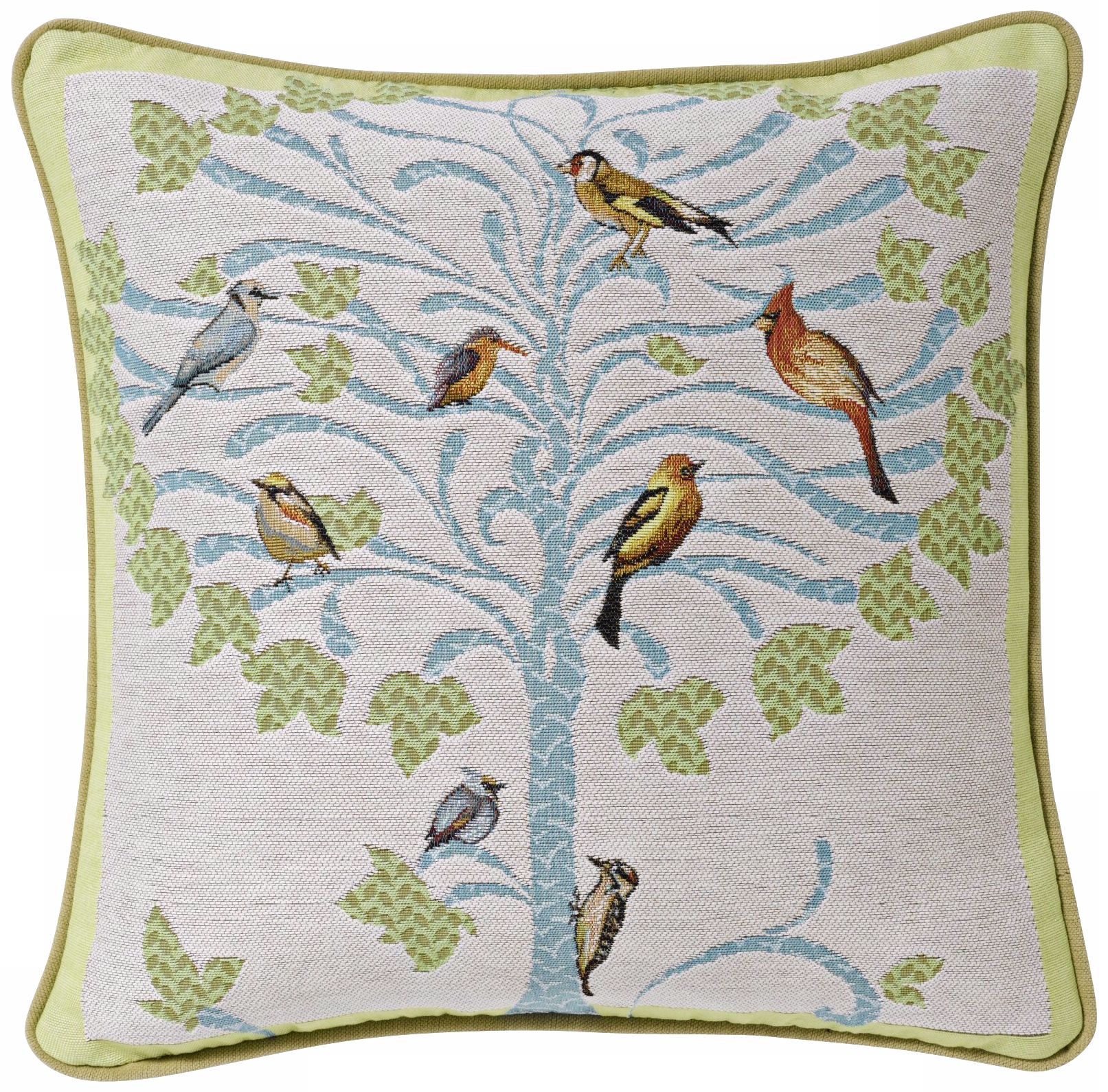 Bird Tree White 19" Square Pillow