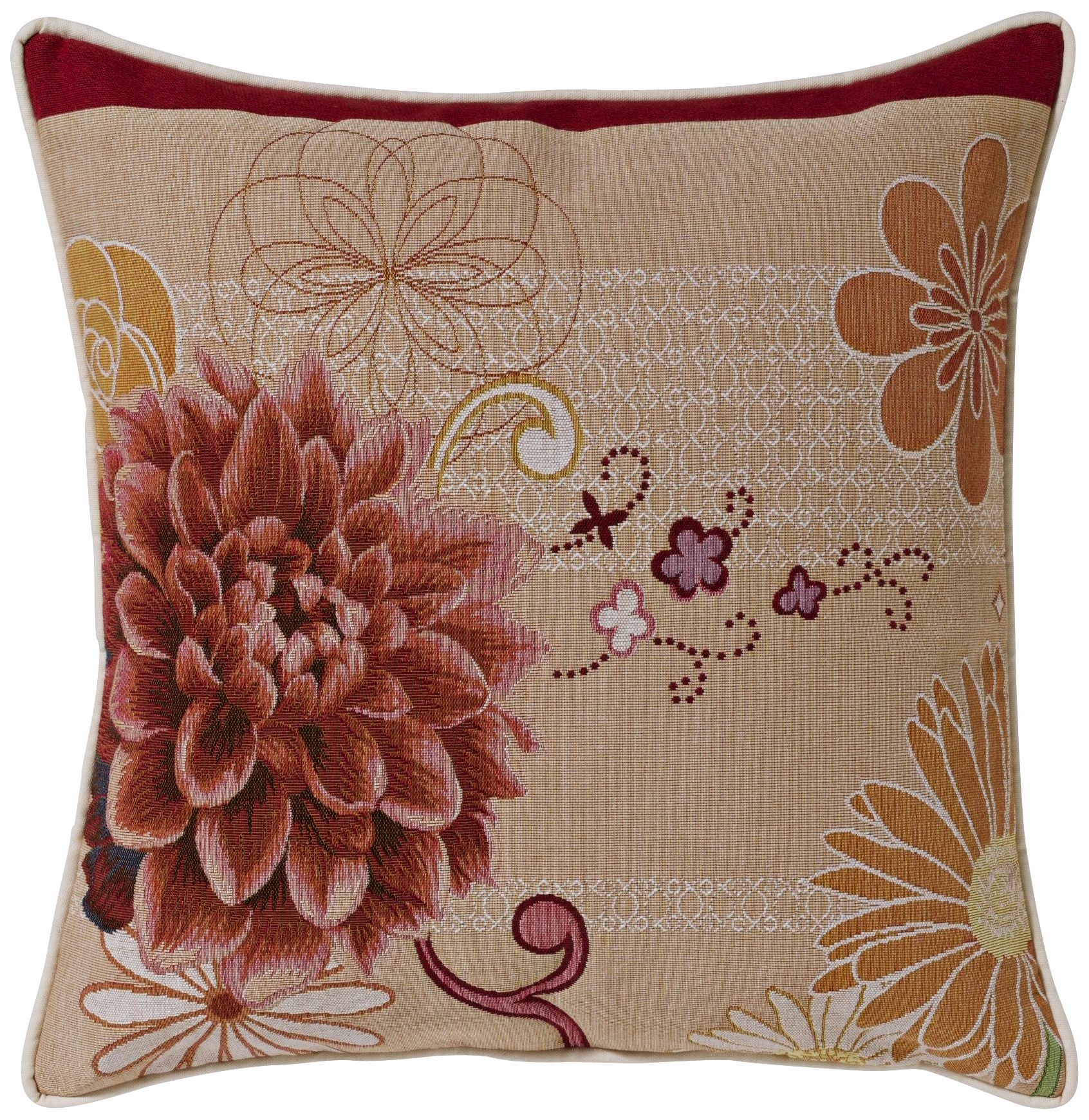 Red Dahlia Stone 19" Square Pillow