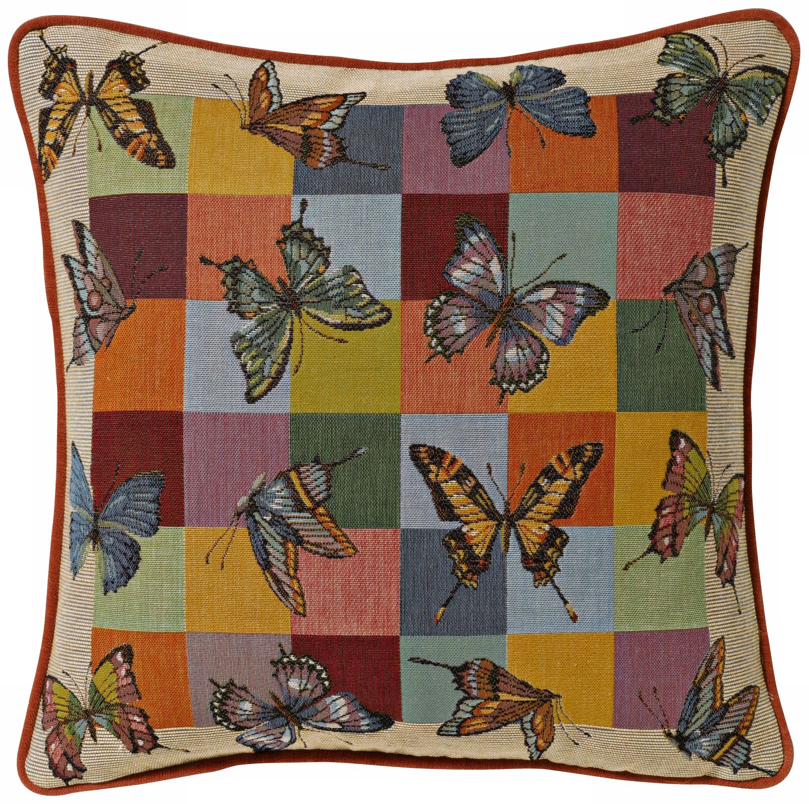 Checkerboard Butterflies 19" Square Pillow