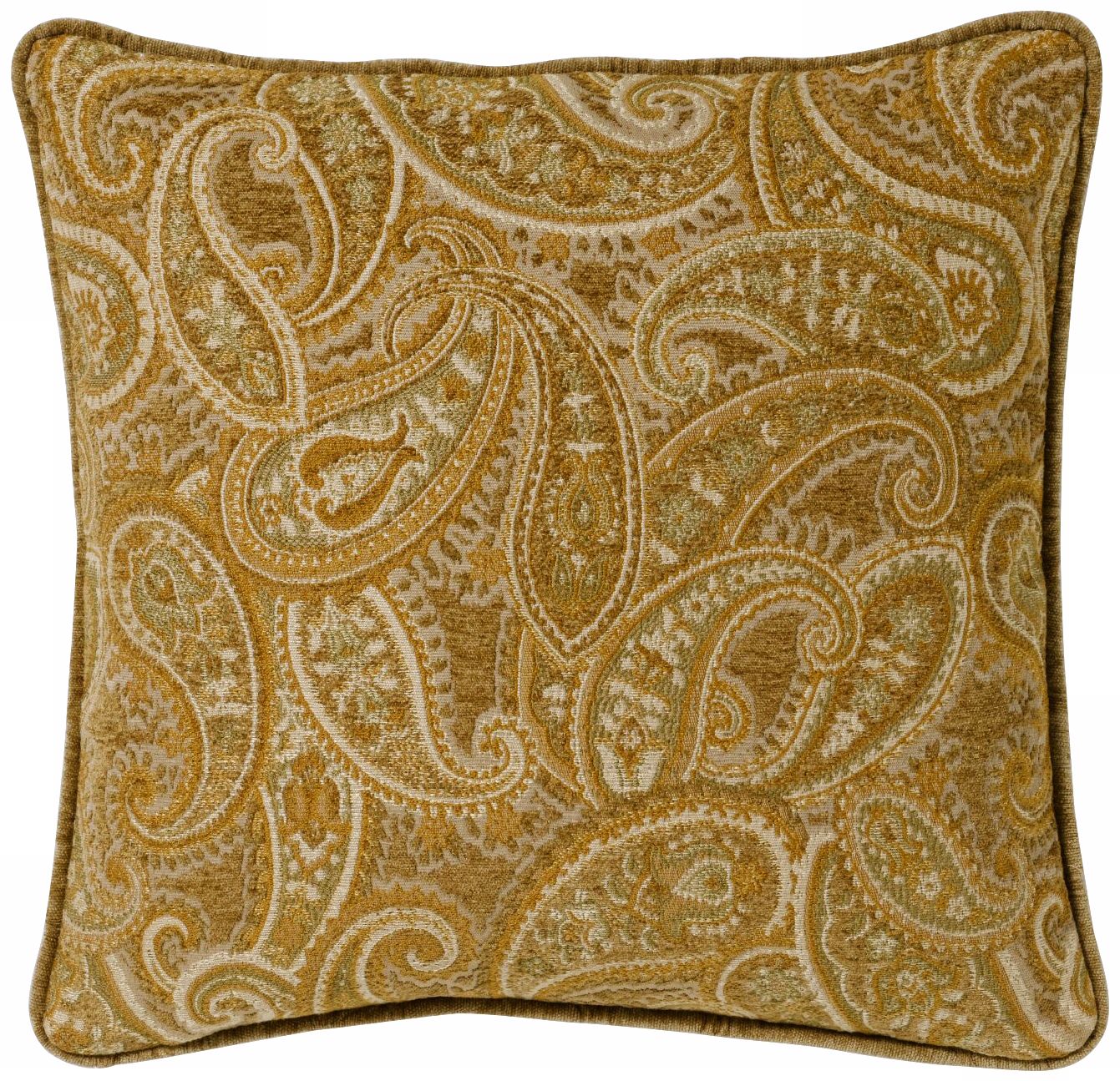 Beige-Gold Paisley 18" Square Pillow
