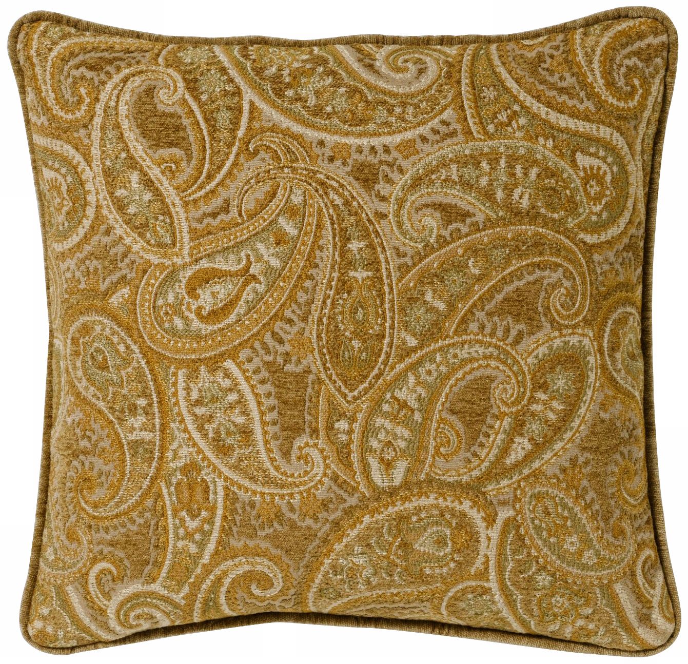 Beige-Gold Paisley 20" Square Pillow