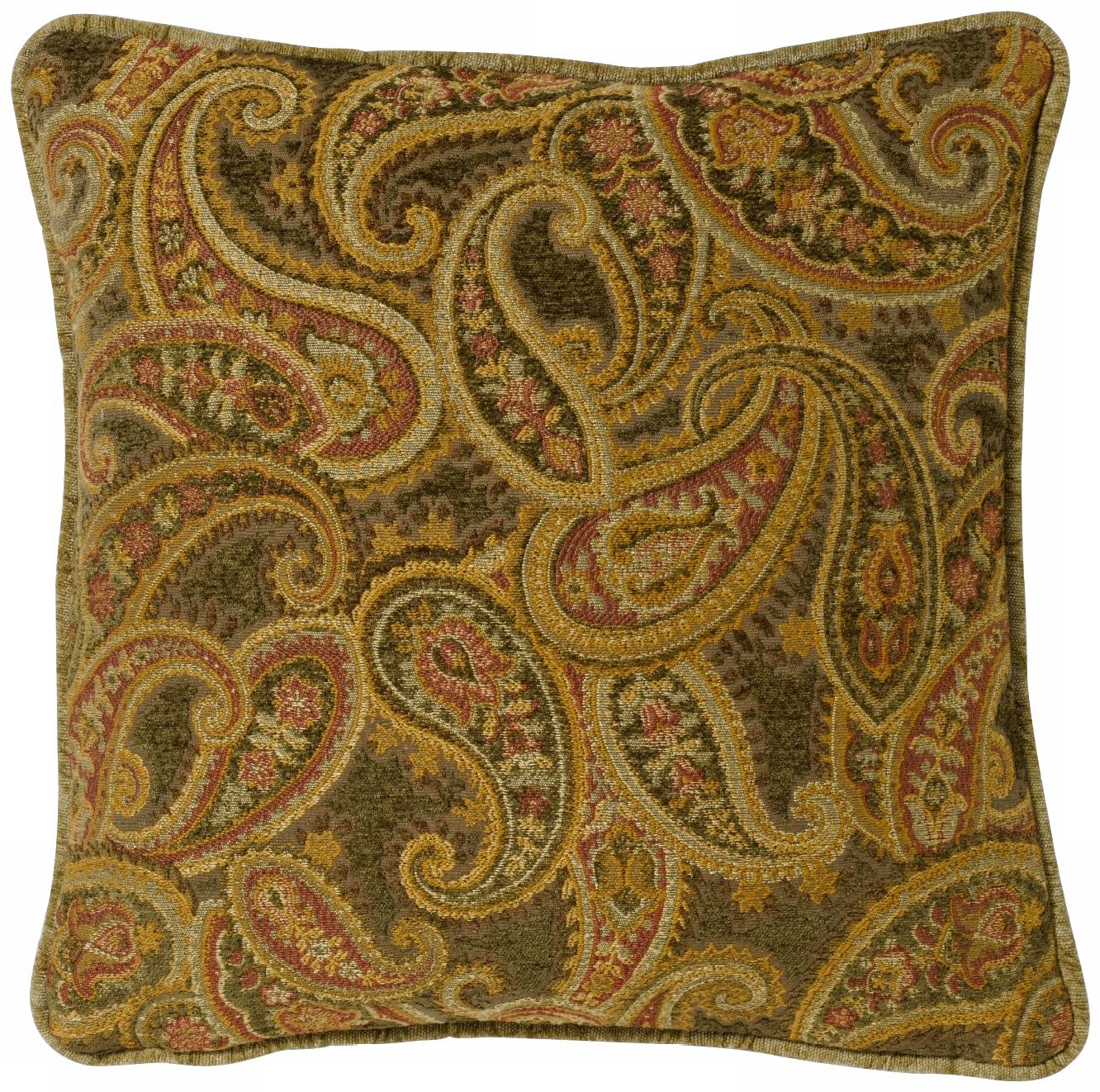 Rose-Green Paisley 18" Square Pillow
