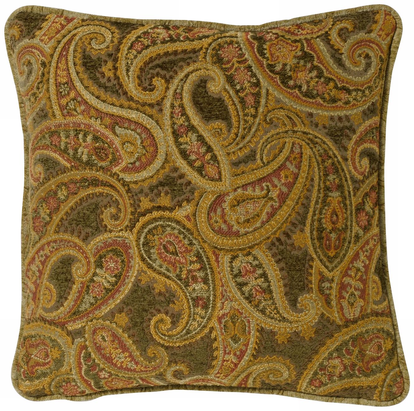 Rose-Green Paisley 20" Square Pillow