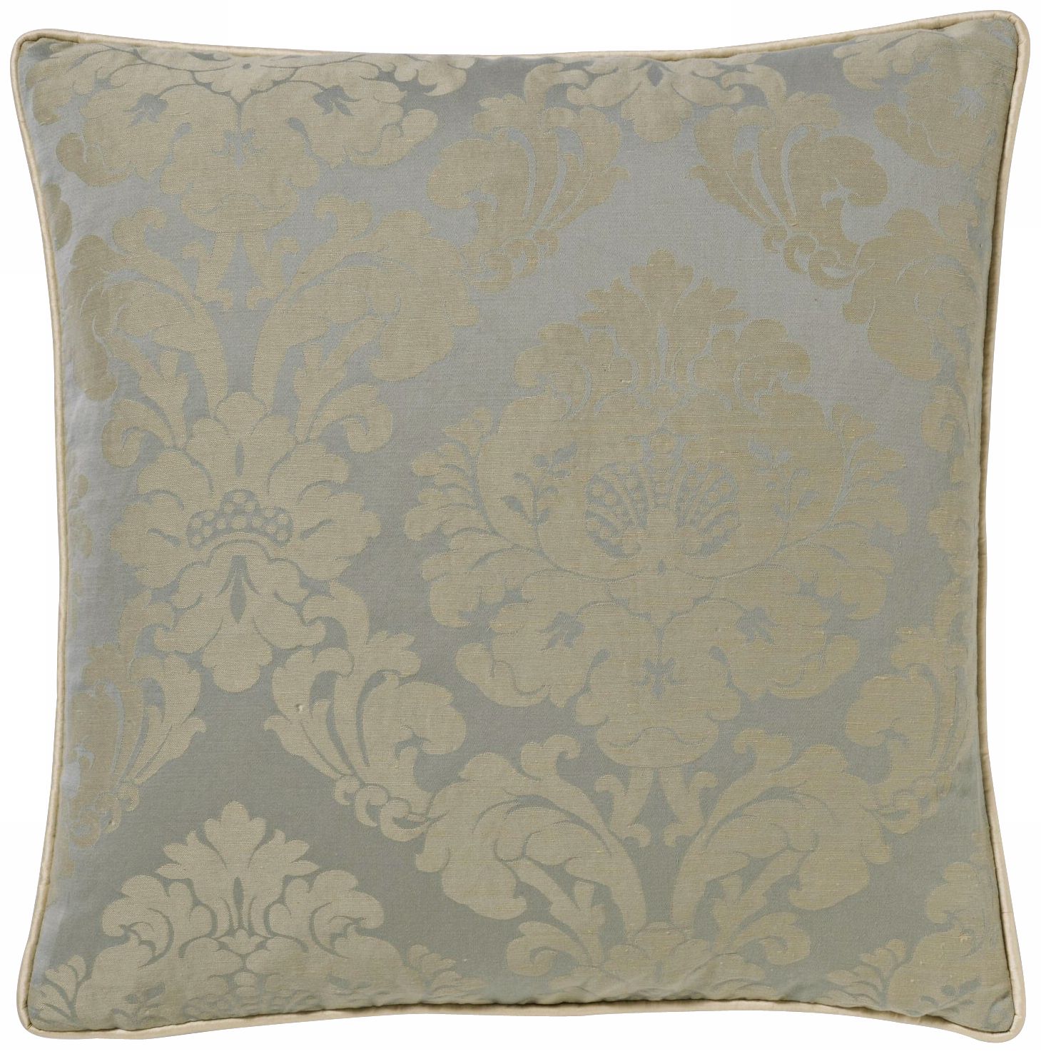 Light Blue Rosette Damask 18" Square Pillow